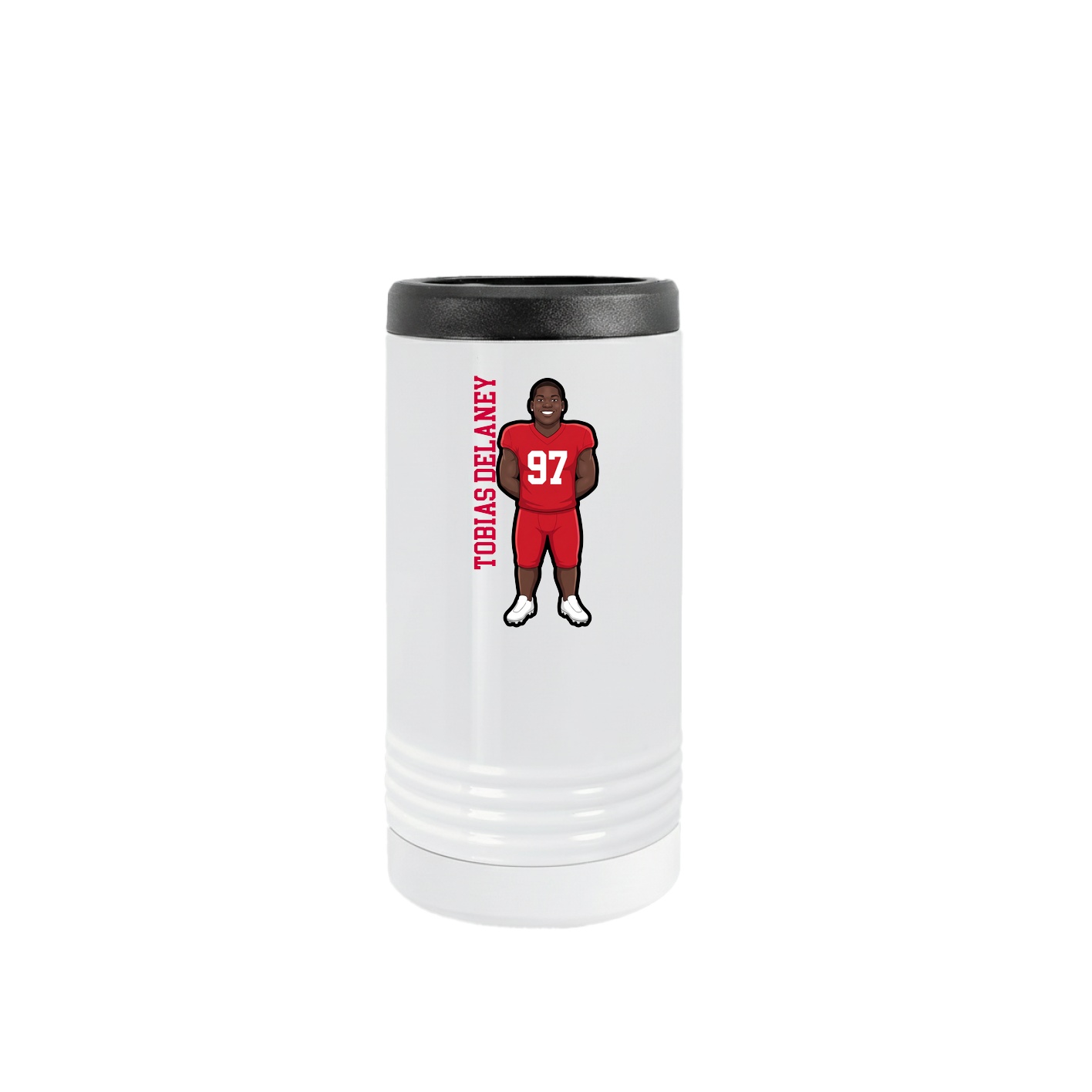 Slim Beverage Holder — Name Vertical in White