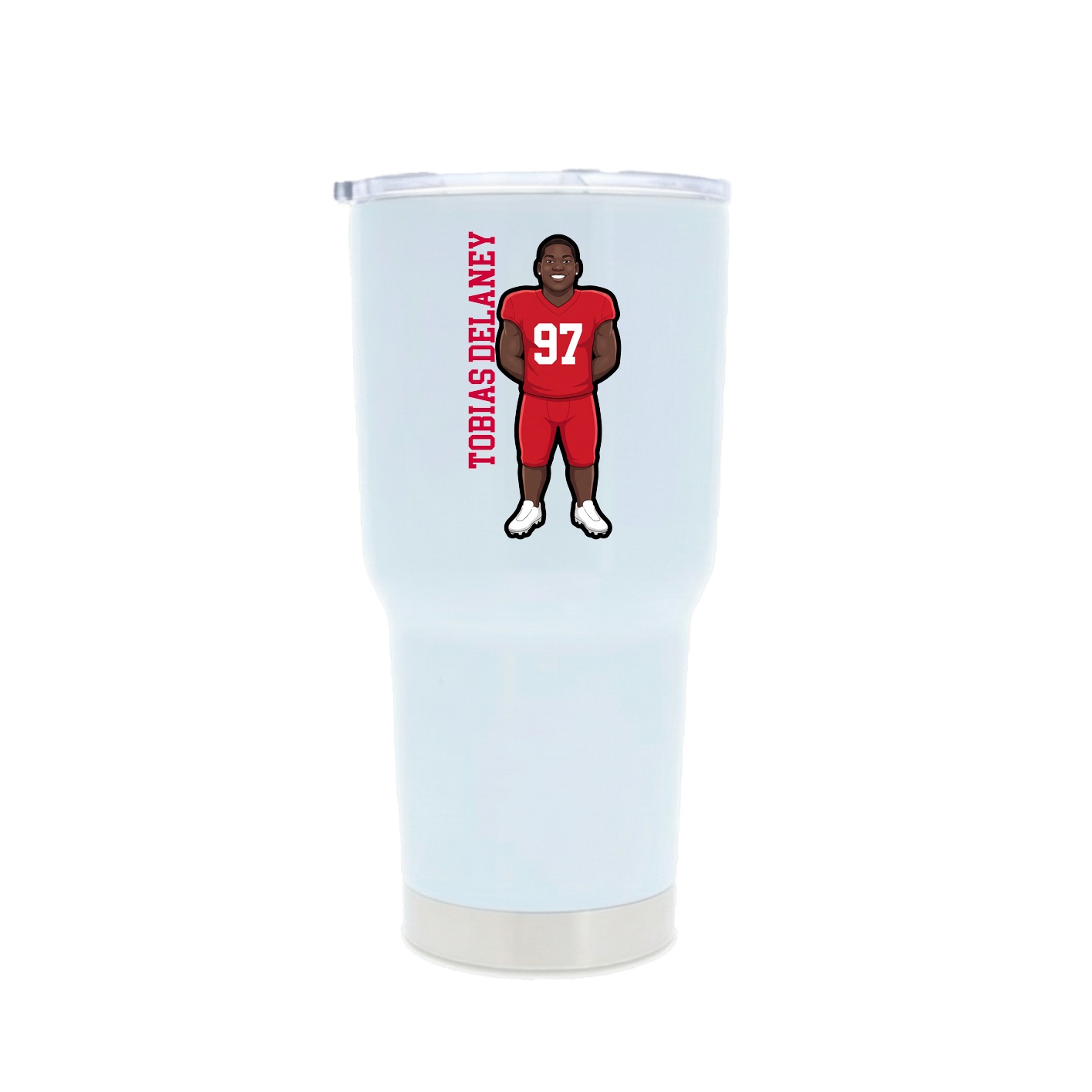 30oz Stainless Steel Tumbler — Name Vertical in White