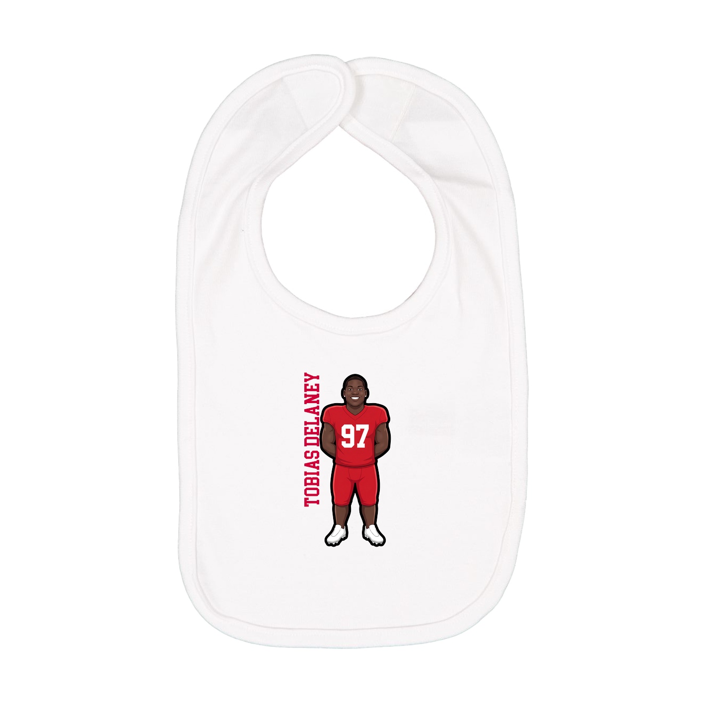 Infant Bib — Name Vertical in White