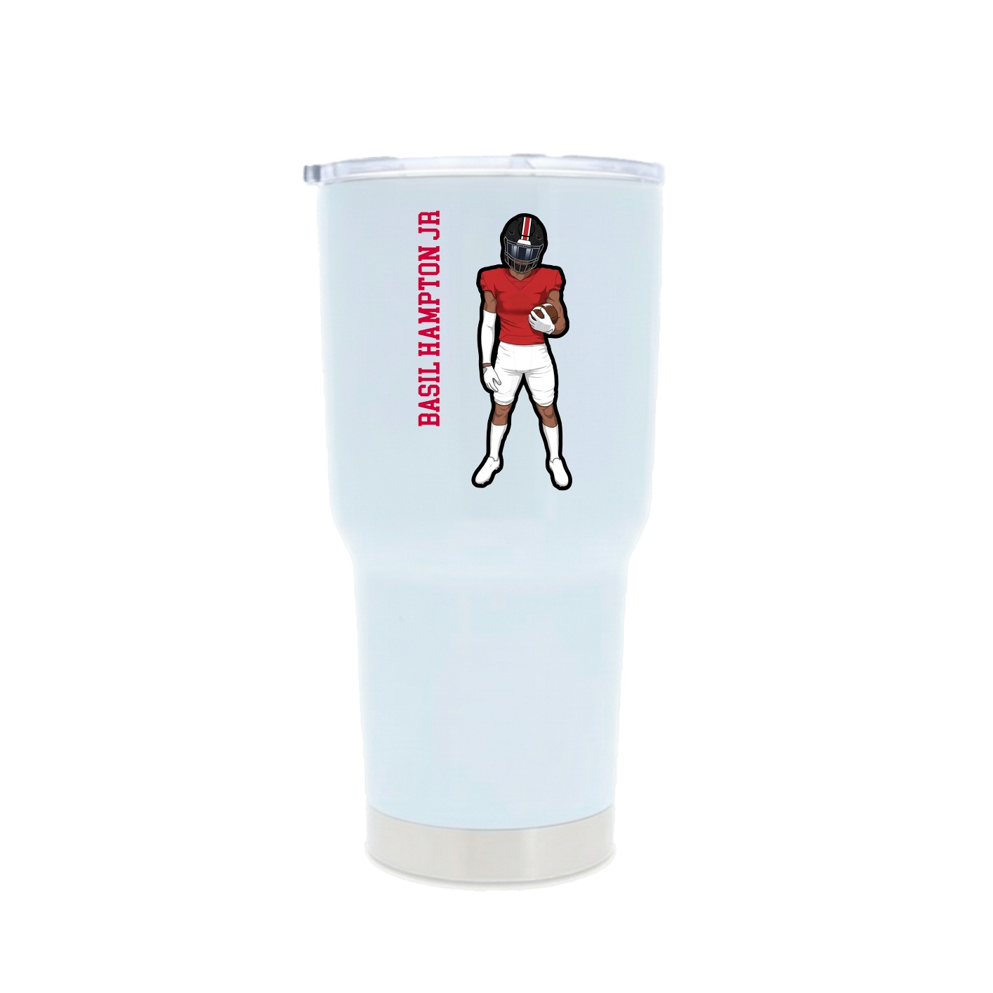30oz Stainless Steel Tumbler — Name Vertical in White