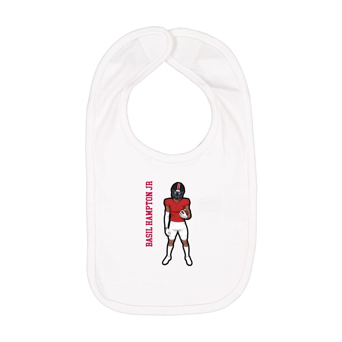 Infant Bib — Name Vertical in White