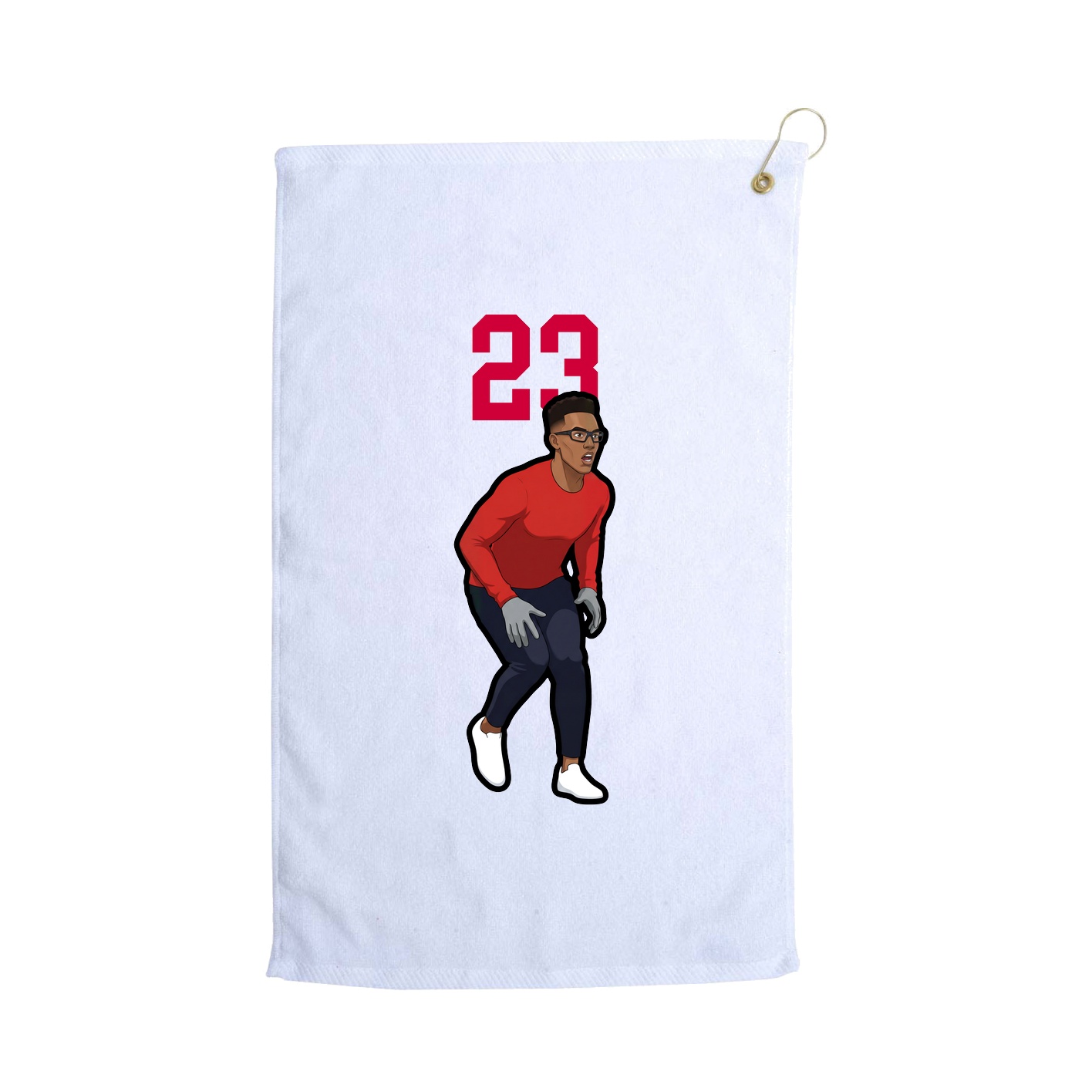 Golf Towel — Number Top in White