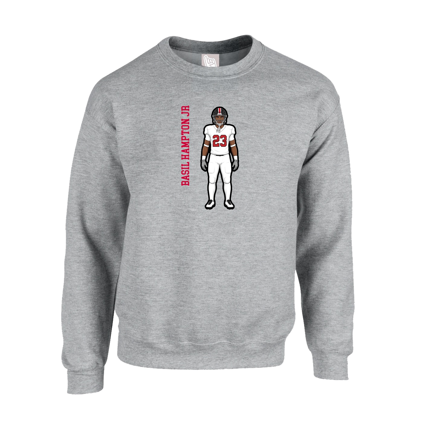 Fleece Crew — Name Vertical in Grey