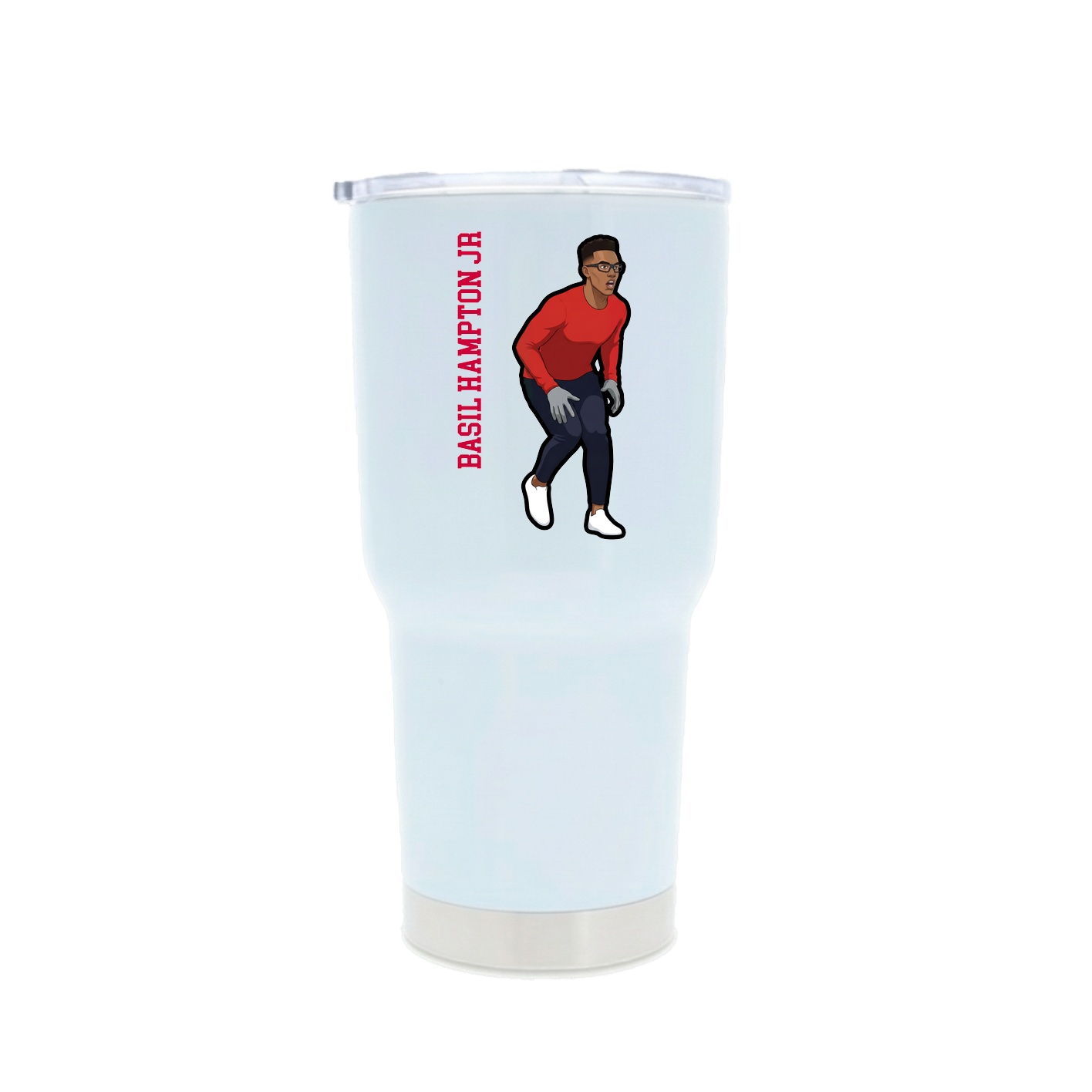 30oz Stainless Steel Tumbler — Name Vertical in White
