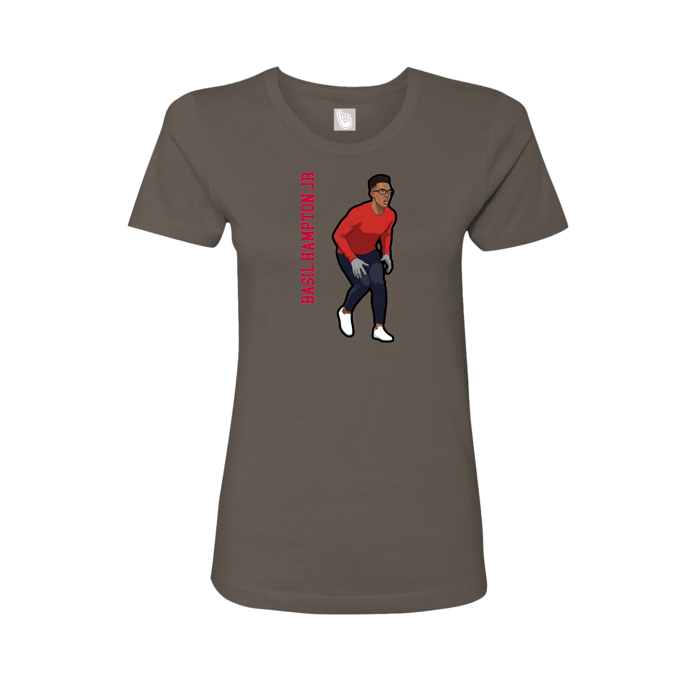 Fitted Women's Tee — Name Vertical in Grey