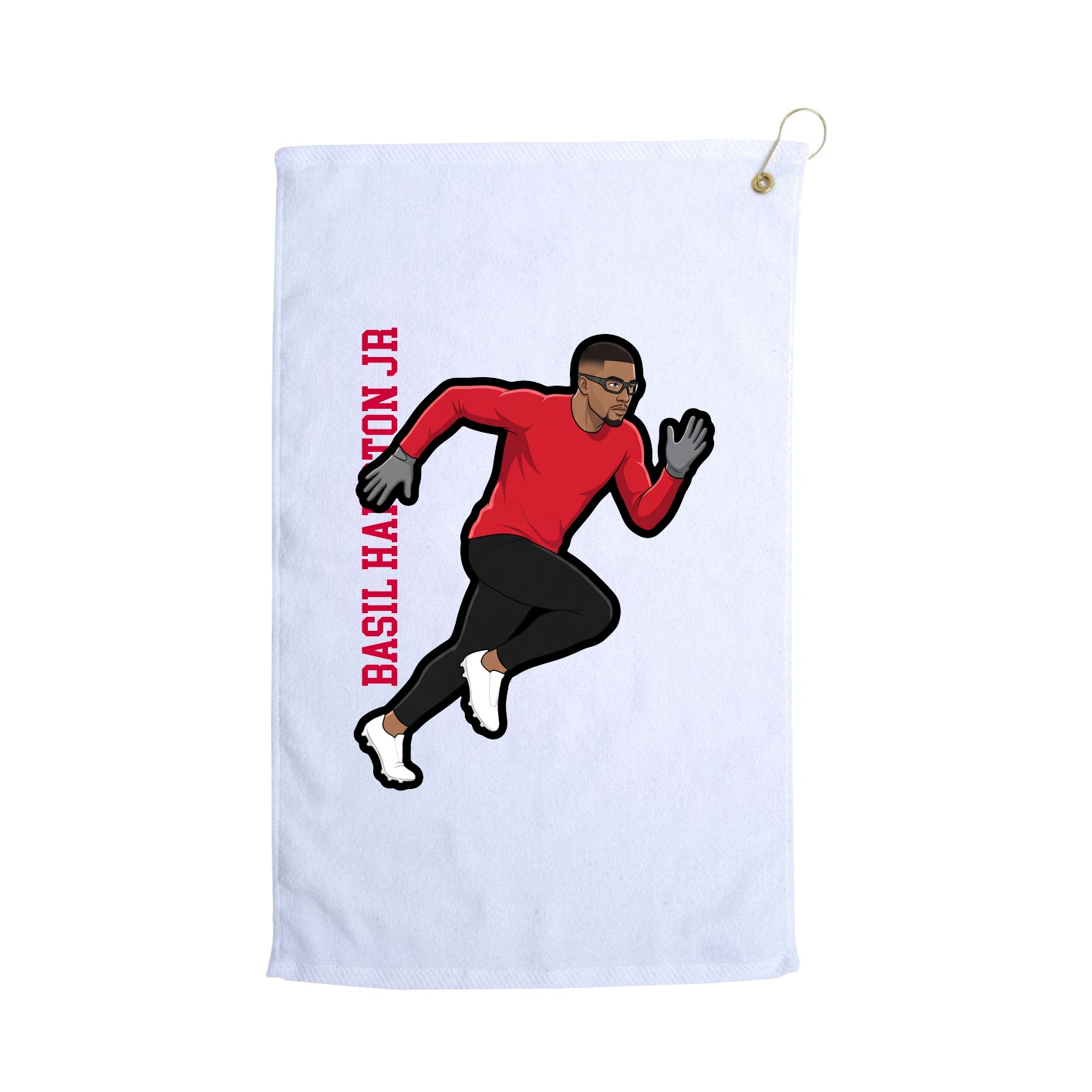 Golf Towel — Name Vertical in White