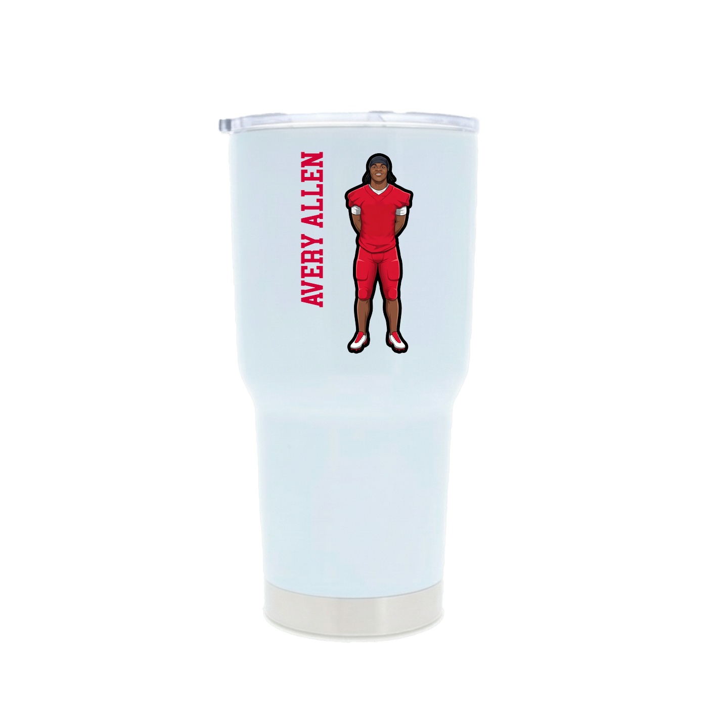30oz Stainless Steel Tumbler — Name Vertical in White