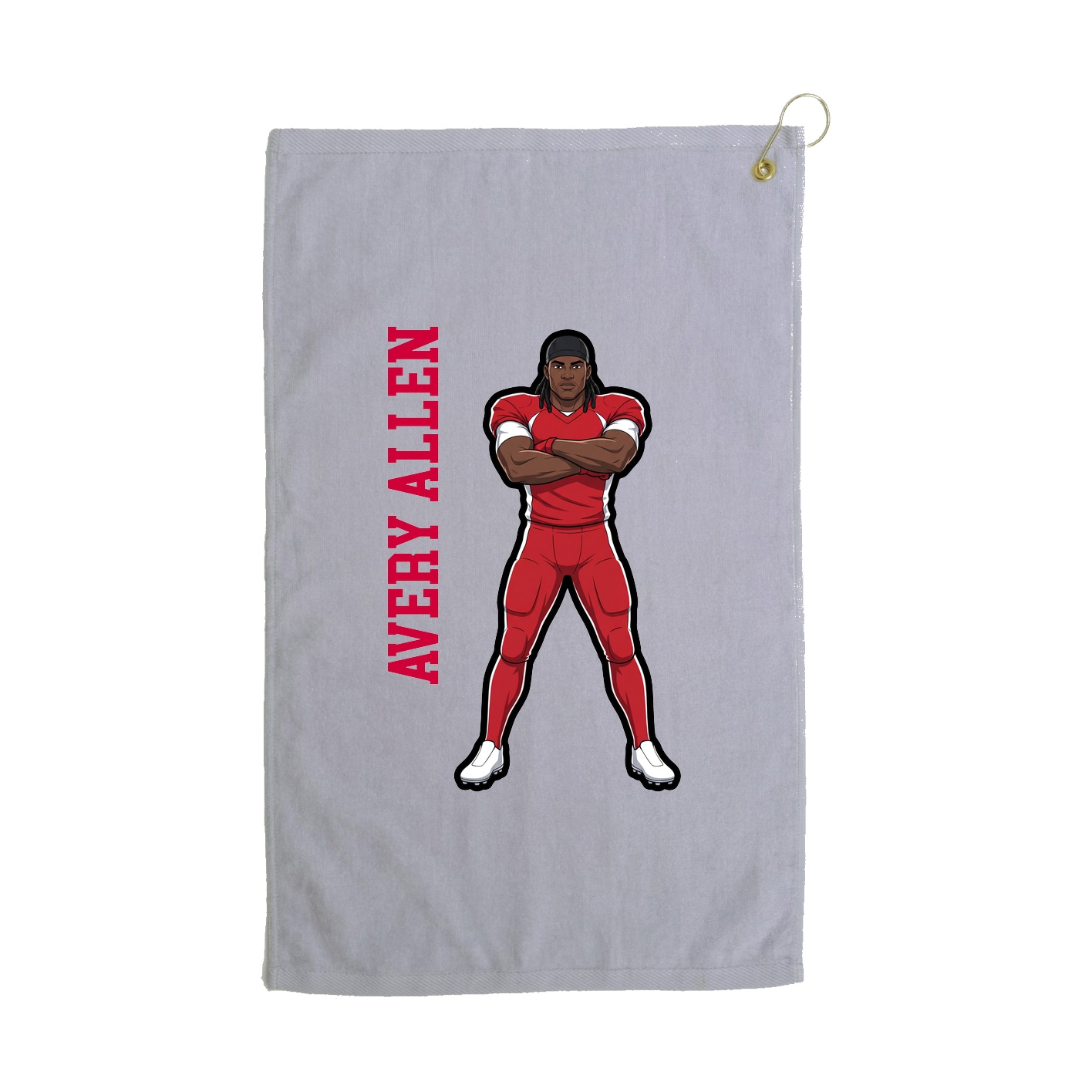 Golf Towel — Name Vertical in Grey