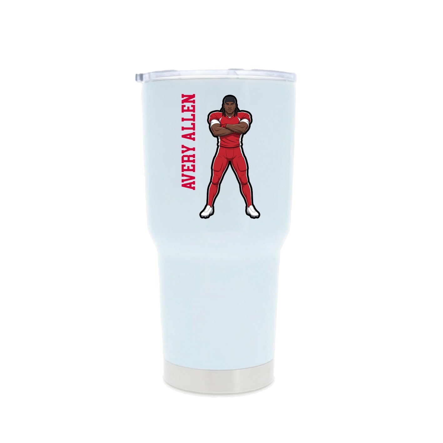 30oz Stainless Steel Tumbler — Name Vertical in White