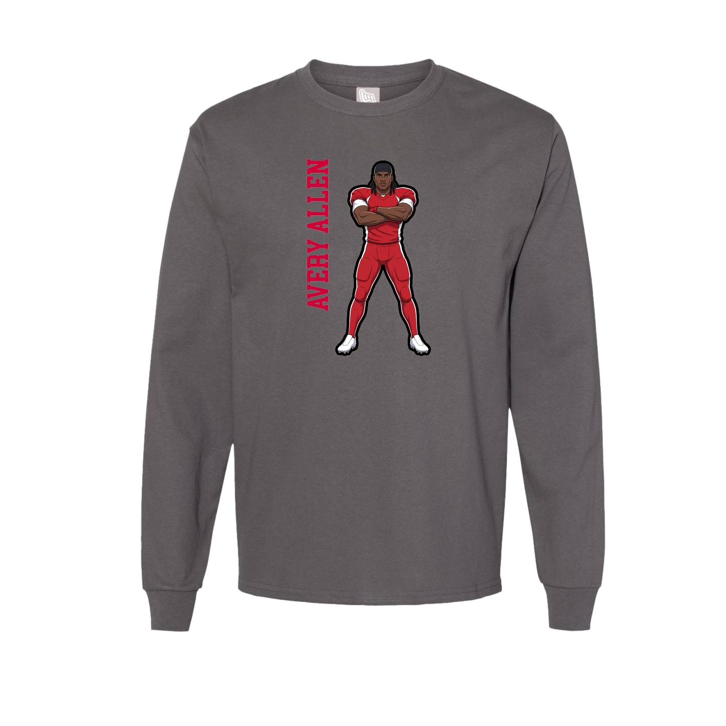 Long Sleeve Tee — Name Vertical in Grey
