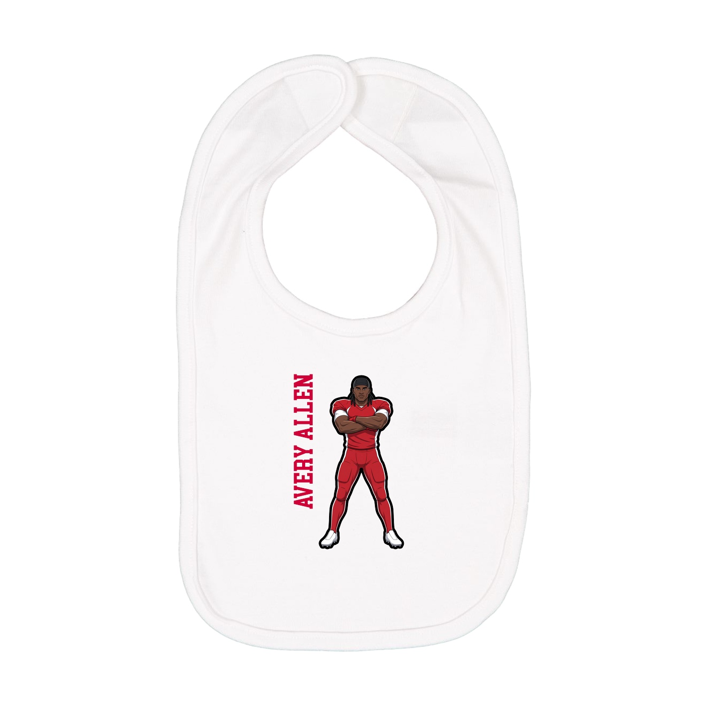Infant Bib — Name Vertical in White