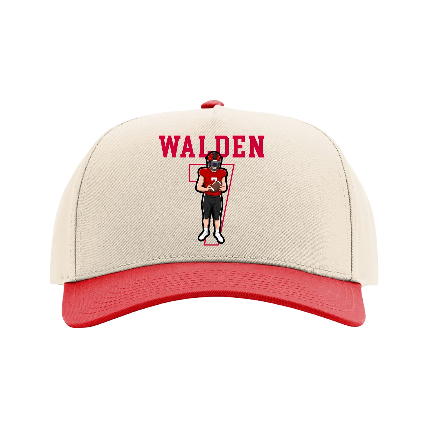 Full Fabric Five-Panel Champ Cap — Shirsey in Cream/Red