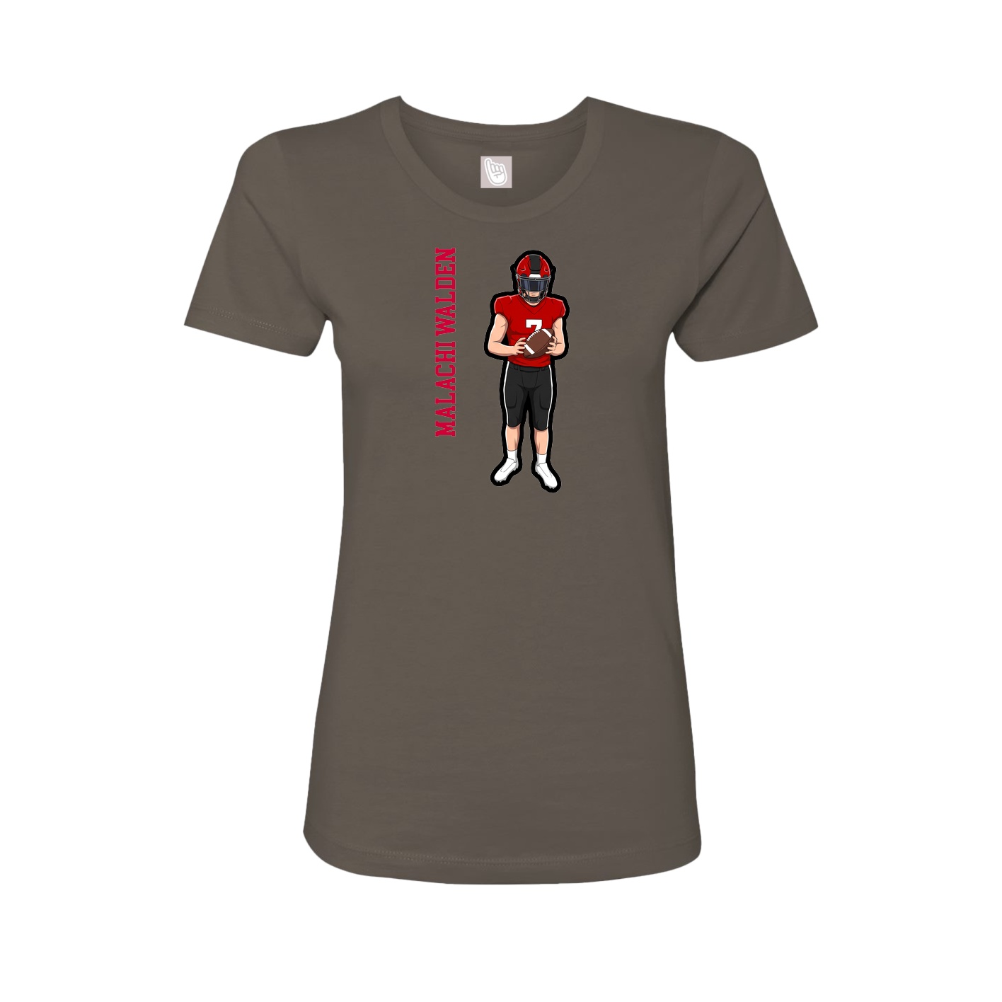 Fitted Women's Tee — Name Vertical in Grey