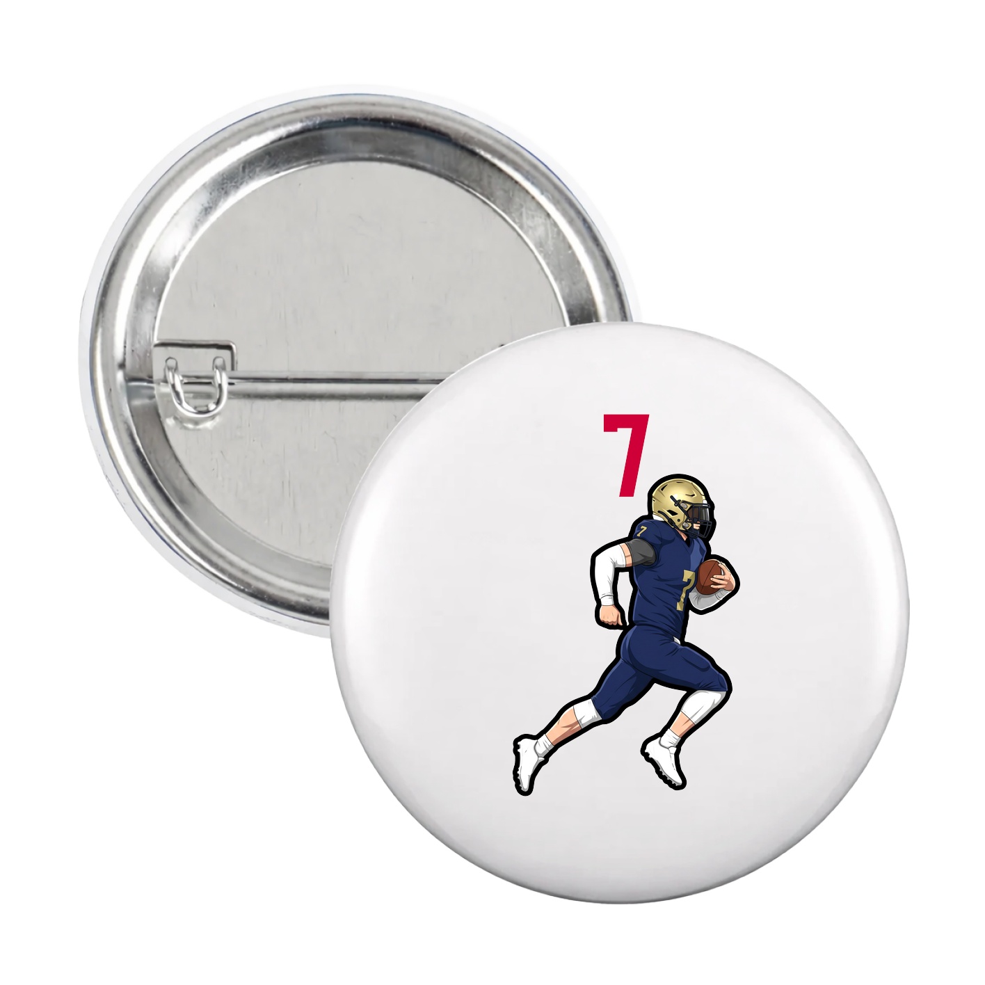 Game Day Button — Number Top in White