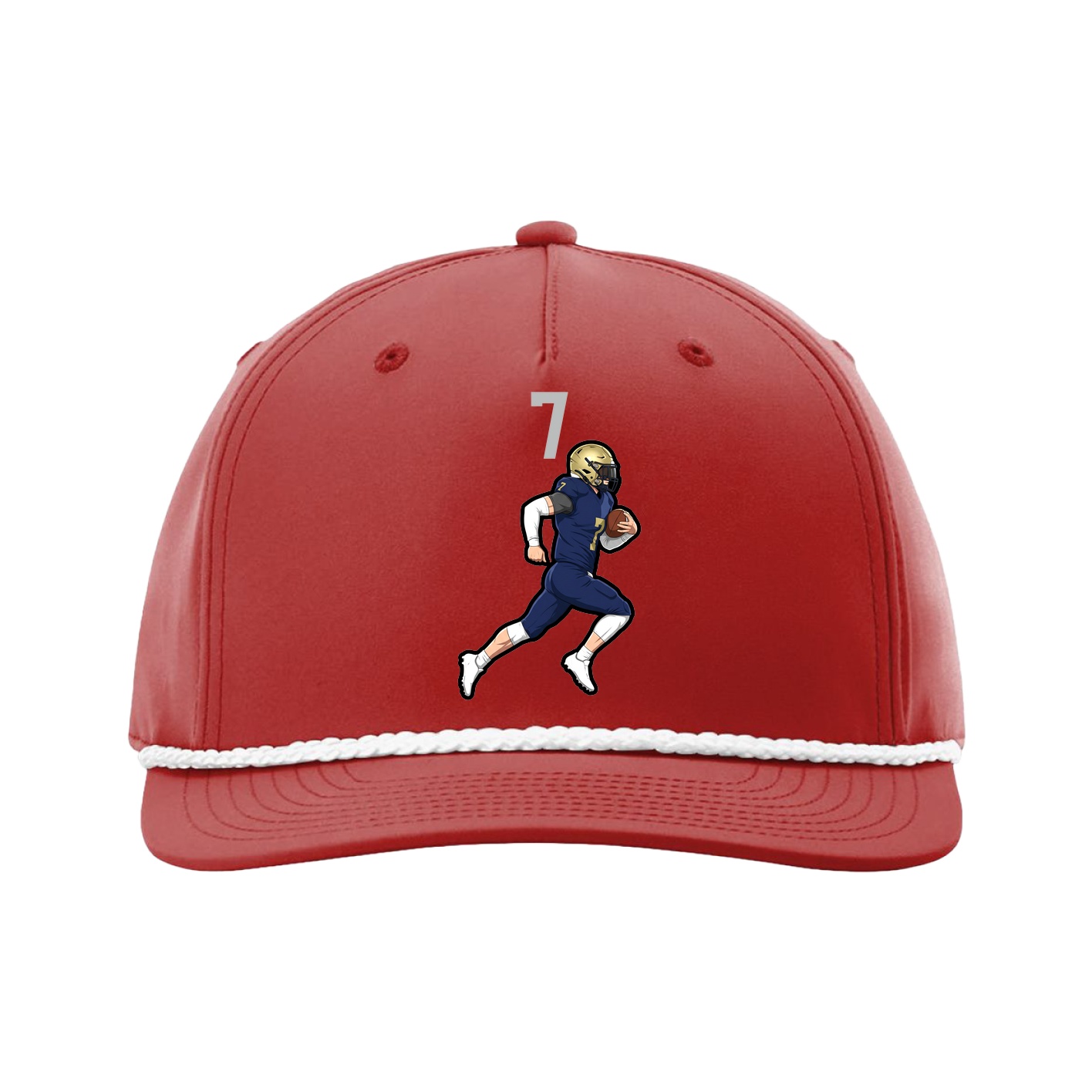 Five-Panel Classic Rope Cap — Number Top in Red