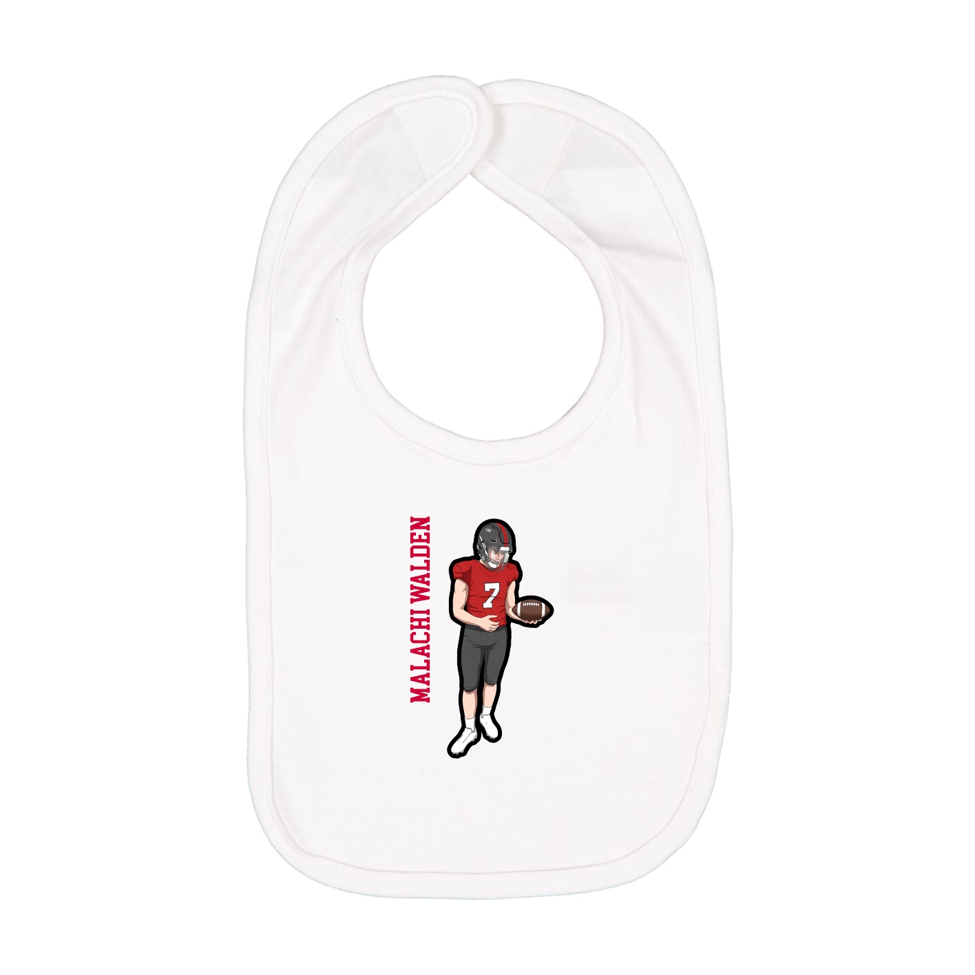 Infant Bib — Name Vertical in White