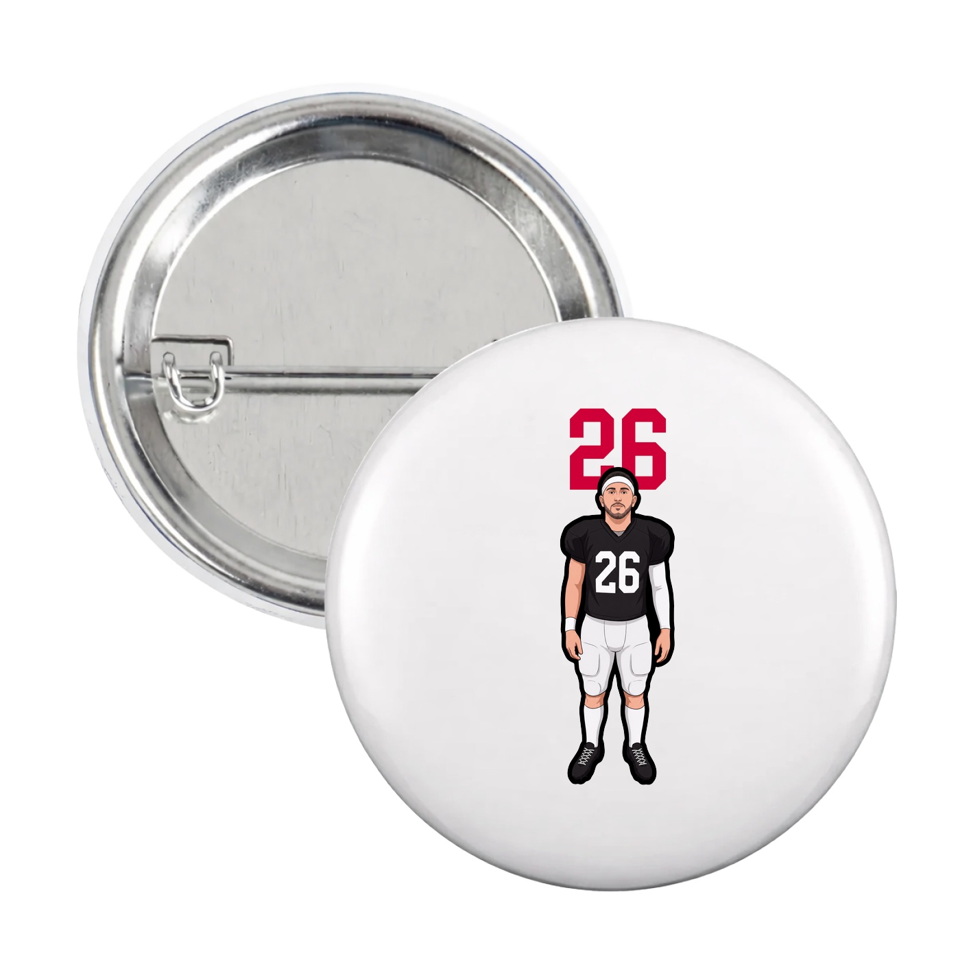 Game Day Button — Number Top in White