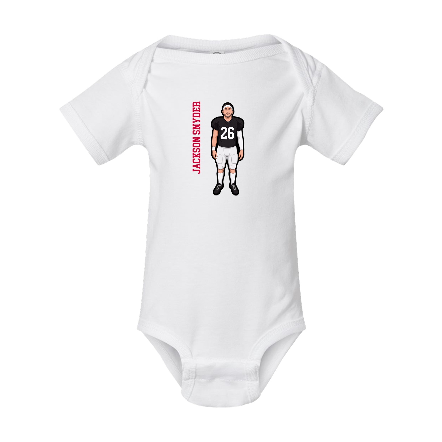 Baby Onesie — Name Vertical in White