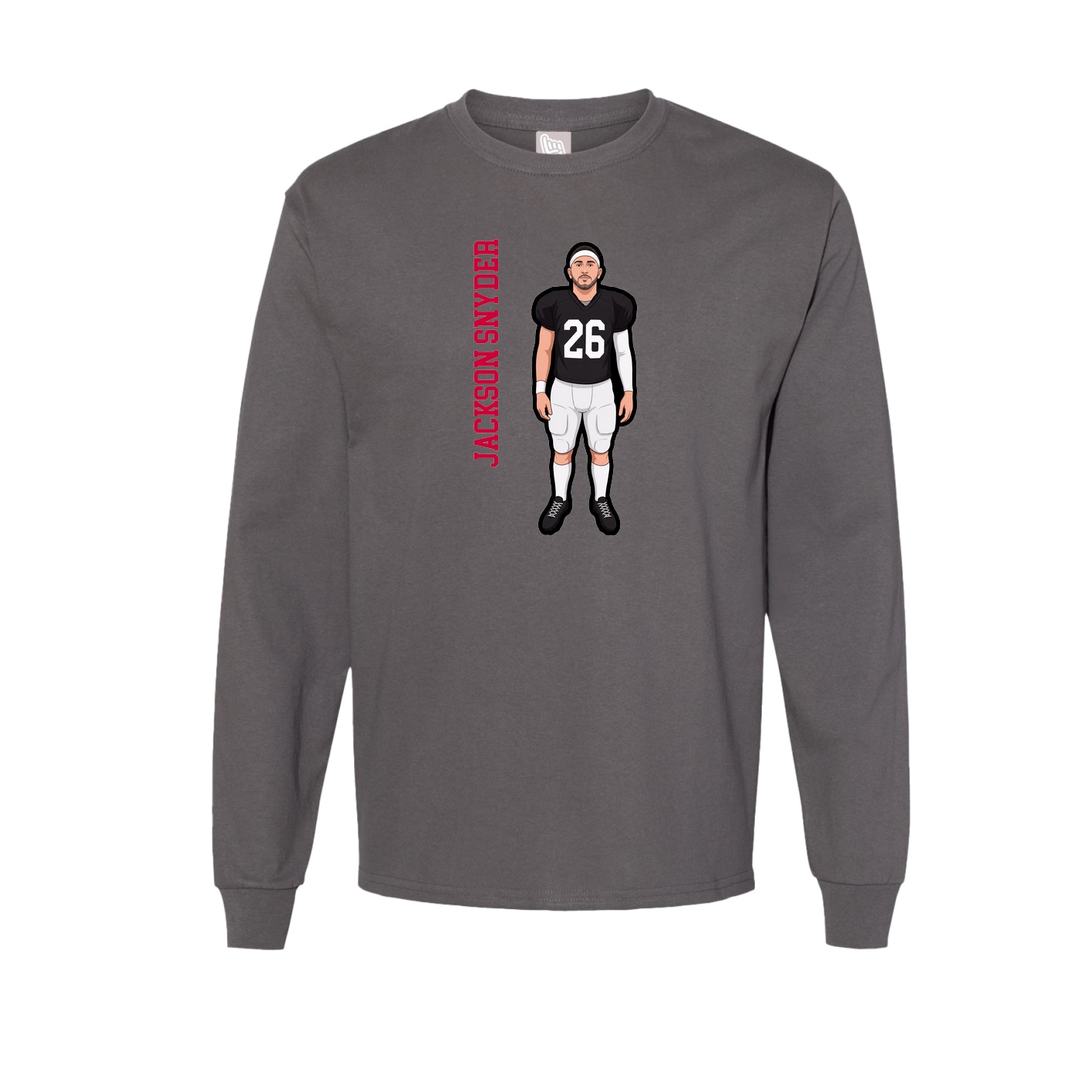 Long Sleeve Tee — Name Vertical in Grey