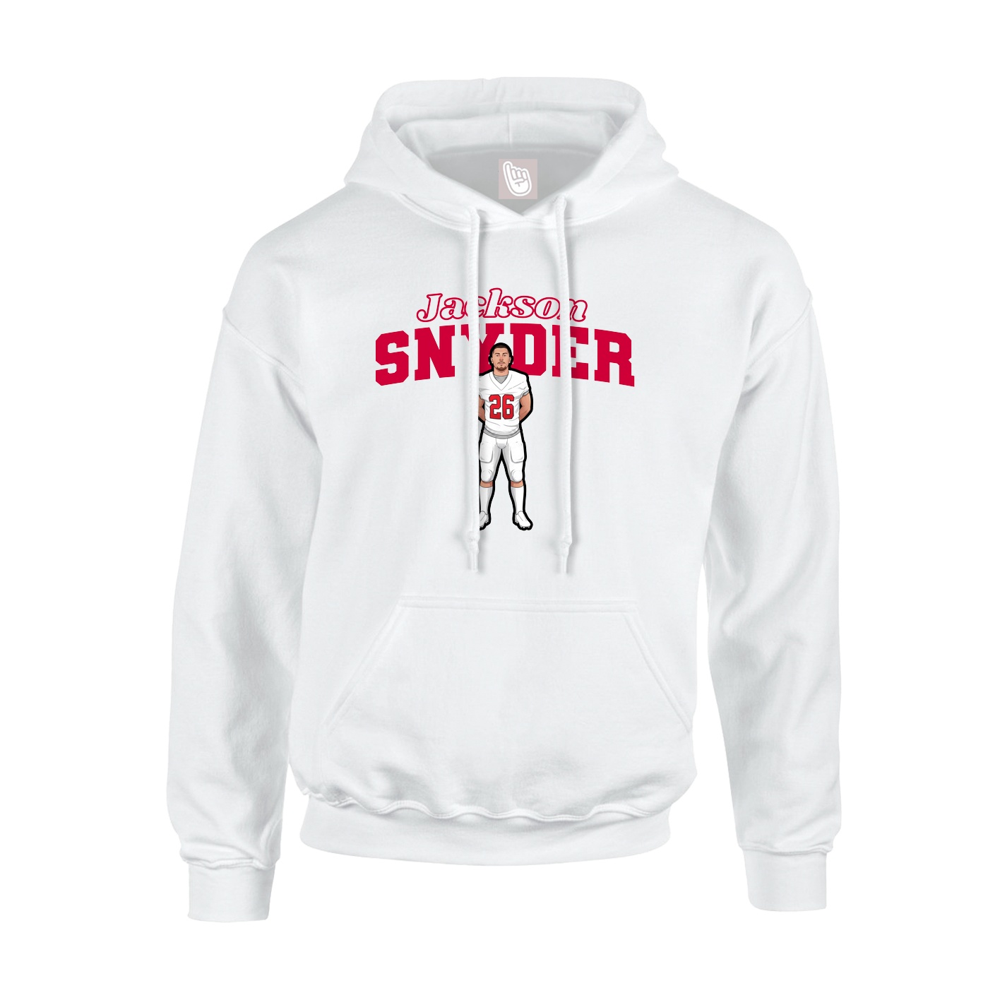 Youth Hoodie — Name Arch in White