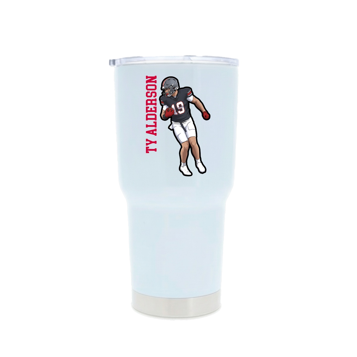 30oz Stainless Steel Tumbler — Name Vertical in White