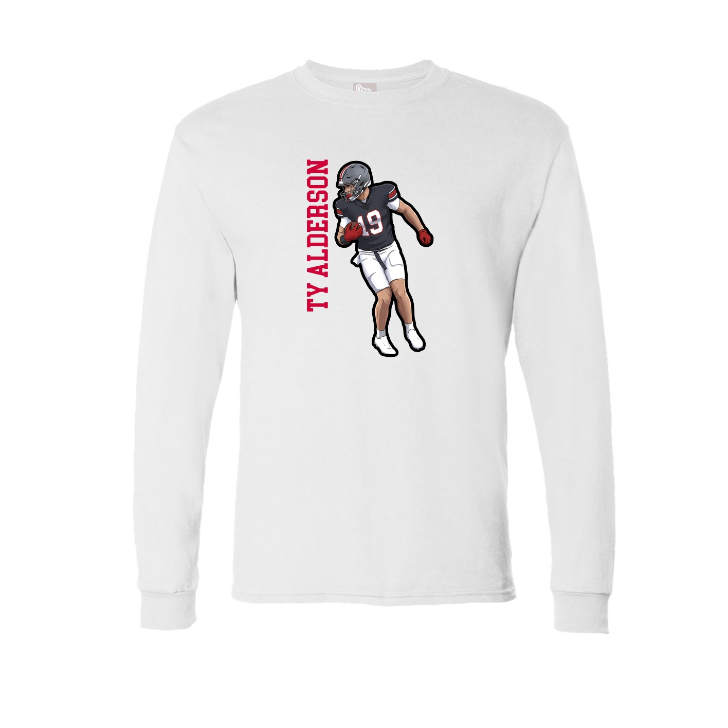 Long Sleeve Tee — Name Vertical in White