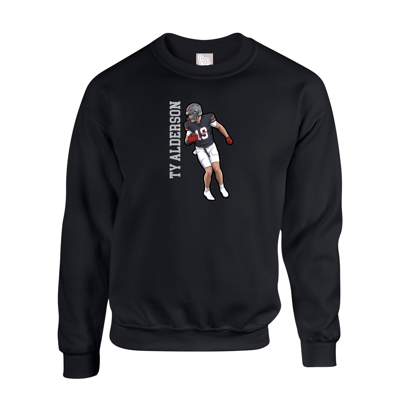 Fleece Crew — Name Vertical in Black