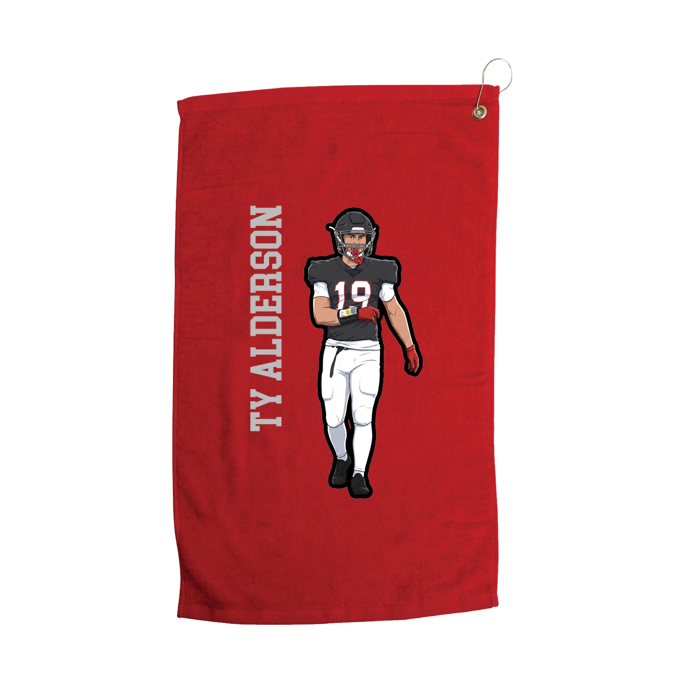 Golf Towel — Name Vertical in Red