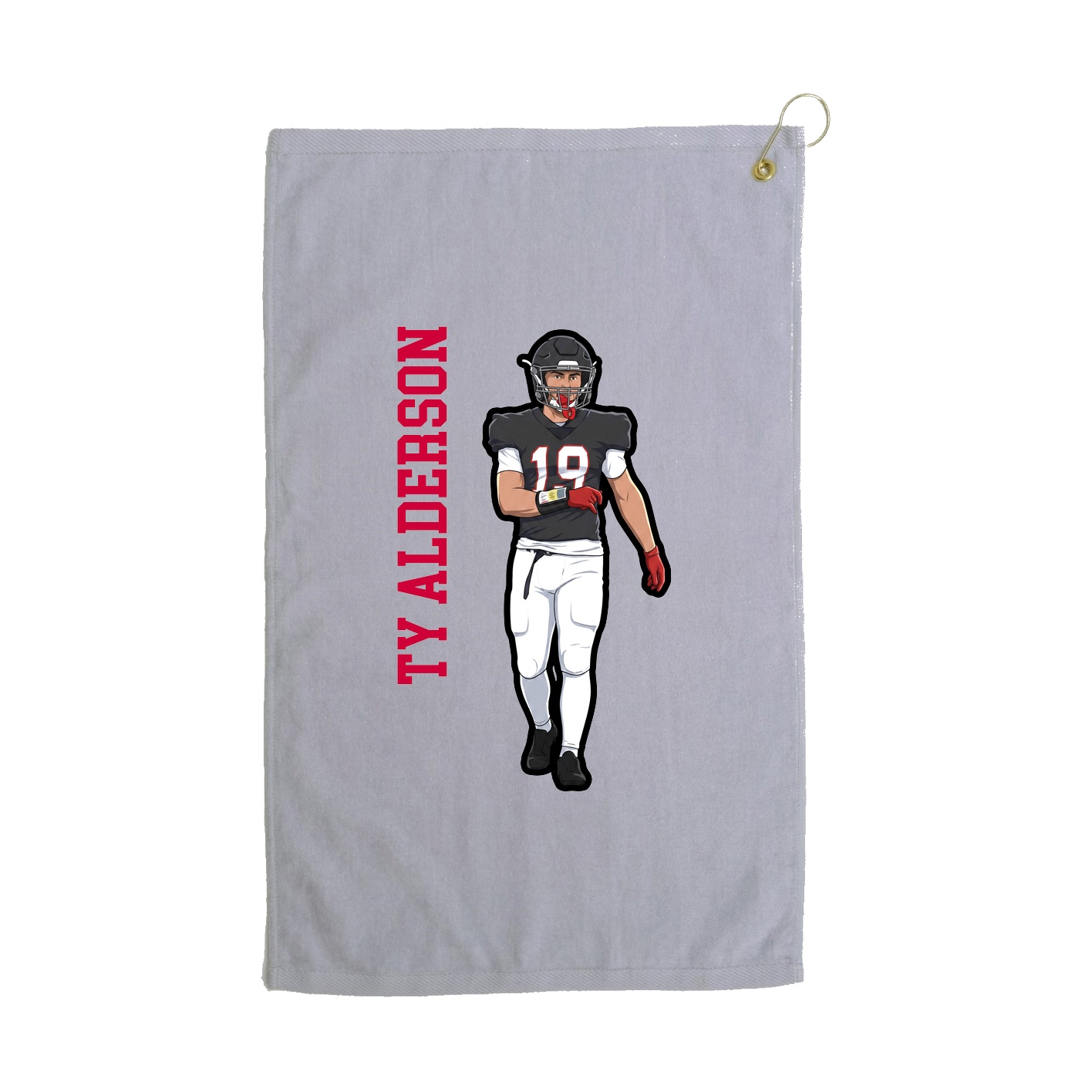 Golf Towel — Name Vertical in Grey