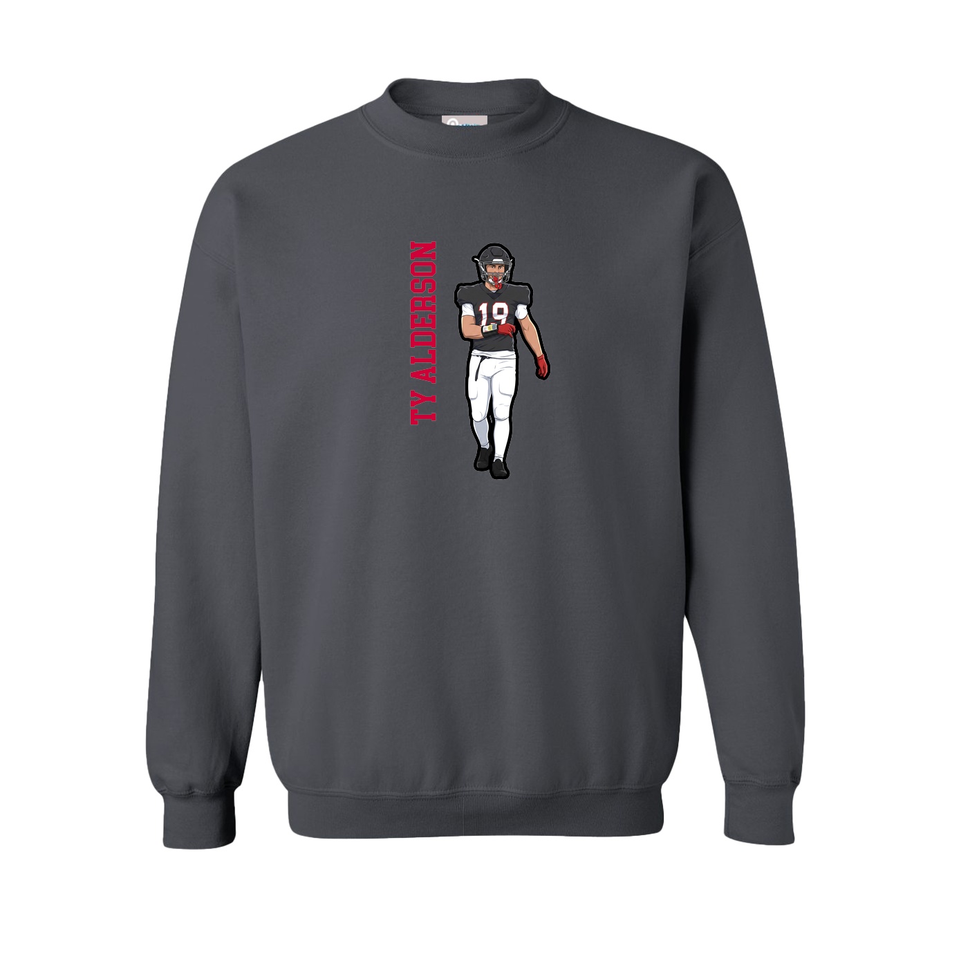 Fleece Crew — Name Vertical in Grey