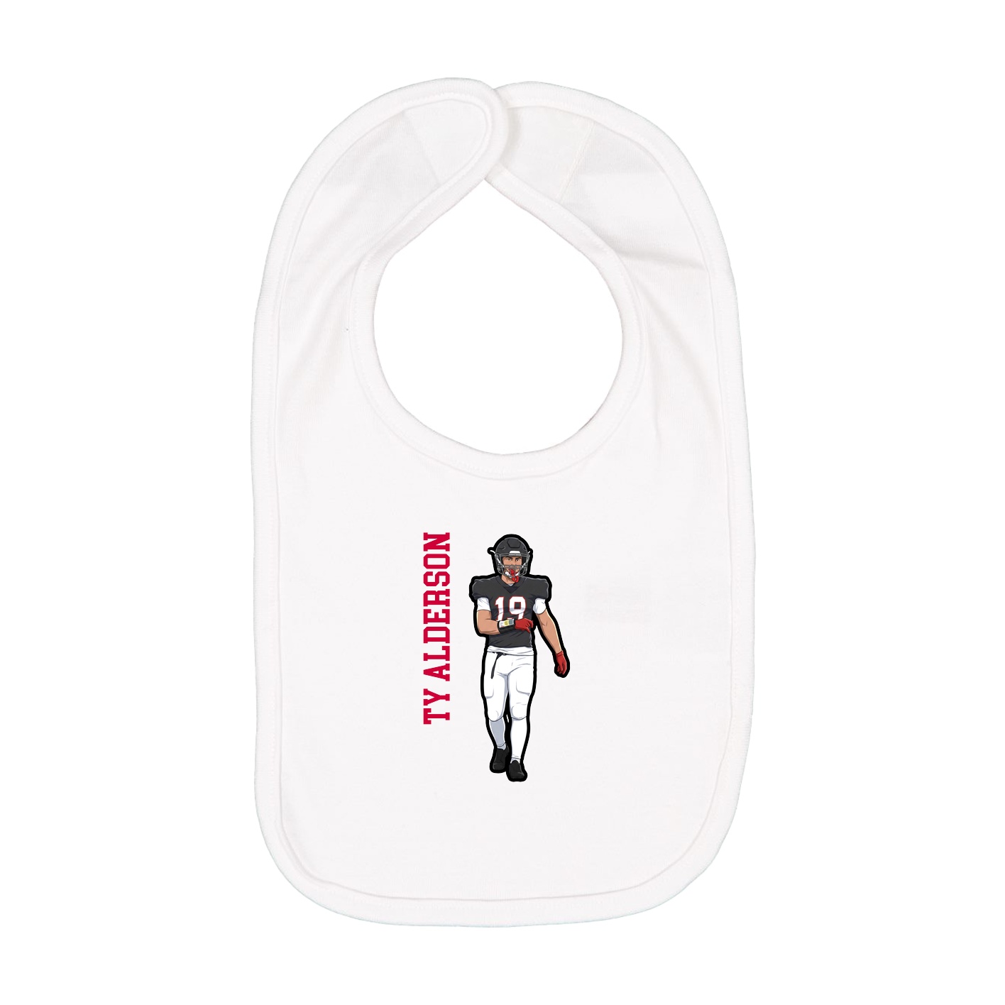 Infant Bib — Name Vertical in White