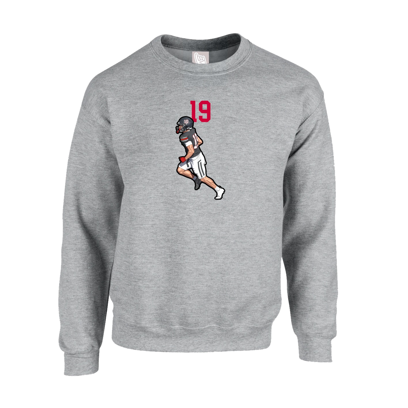 Fleece Crew — Number Top in Grey