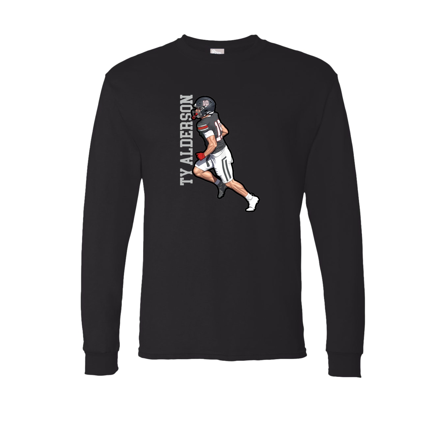 Long Sleeve Tee — Name Vertical in Black