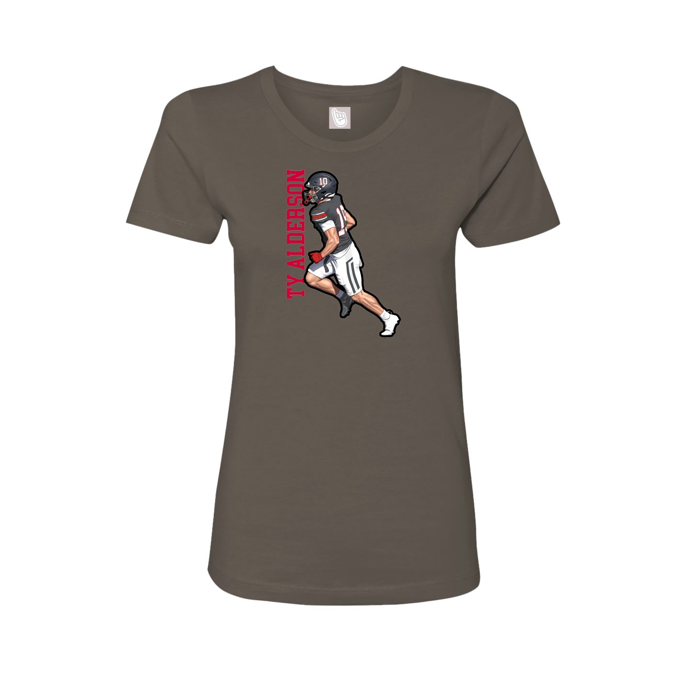 Womens Tee — Name Vertical in Grey