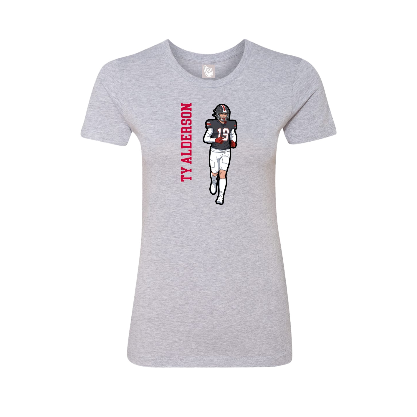 Womens Tee — Name Vertical in Grey