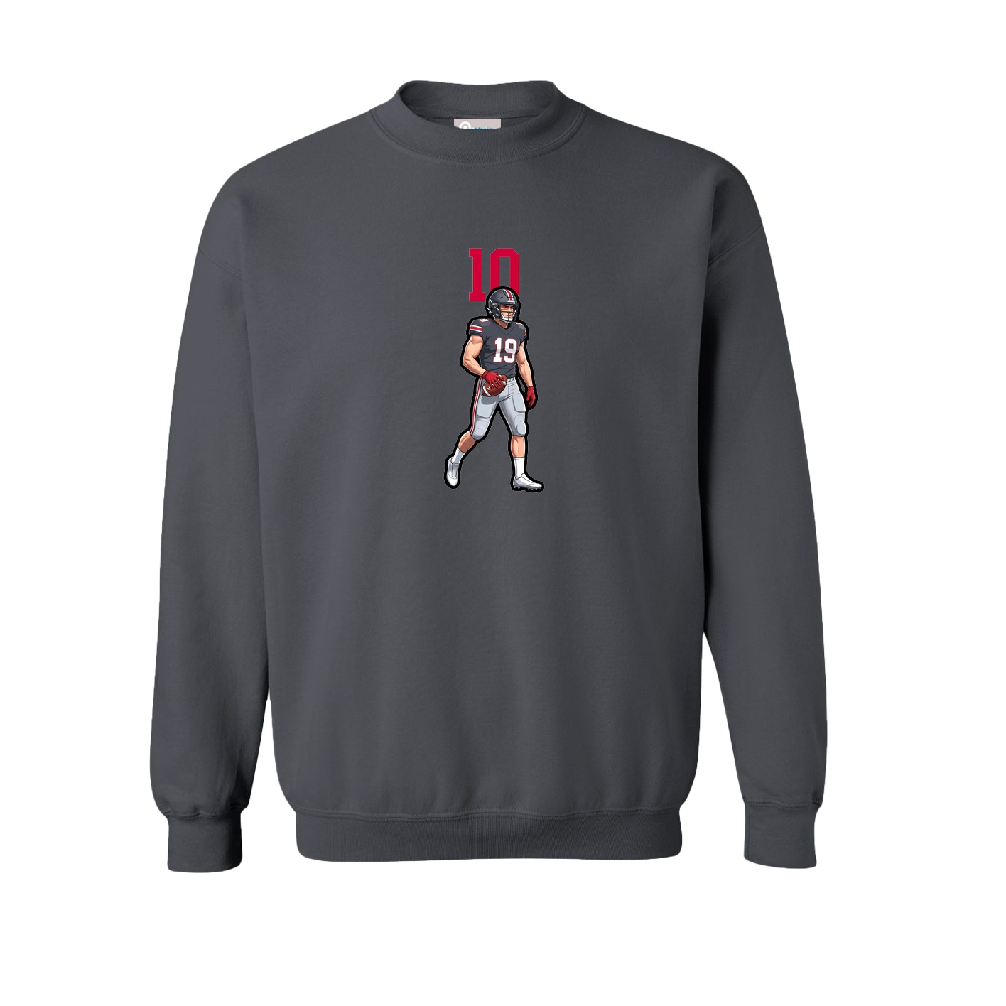 Fleece Crew — Number Top in Grey