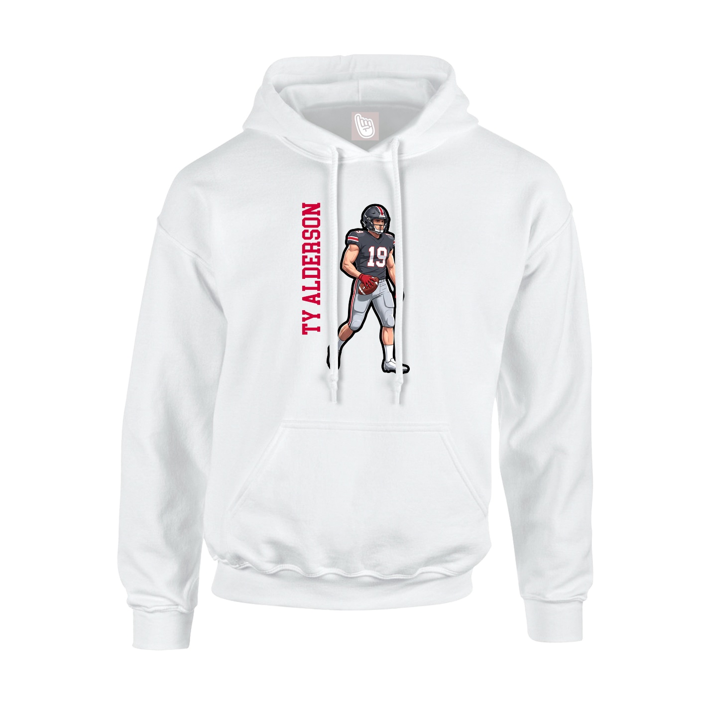 Youth Hoodie — Name Vertical in White