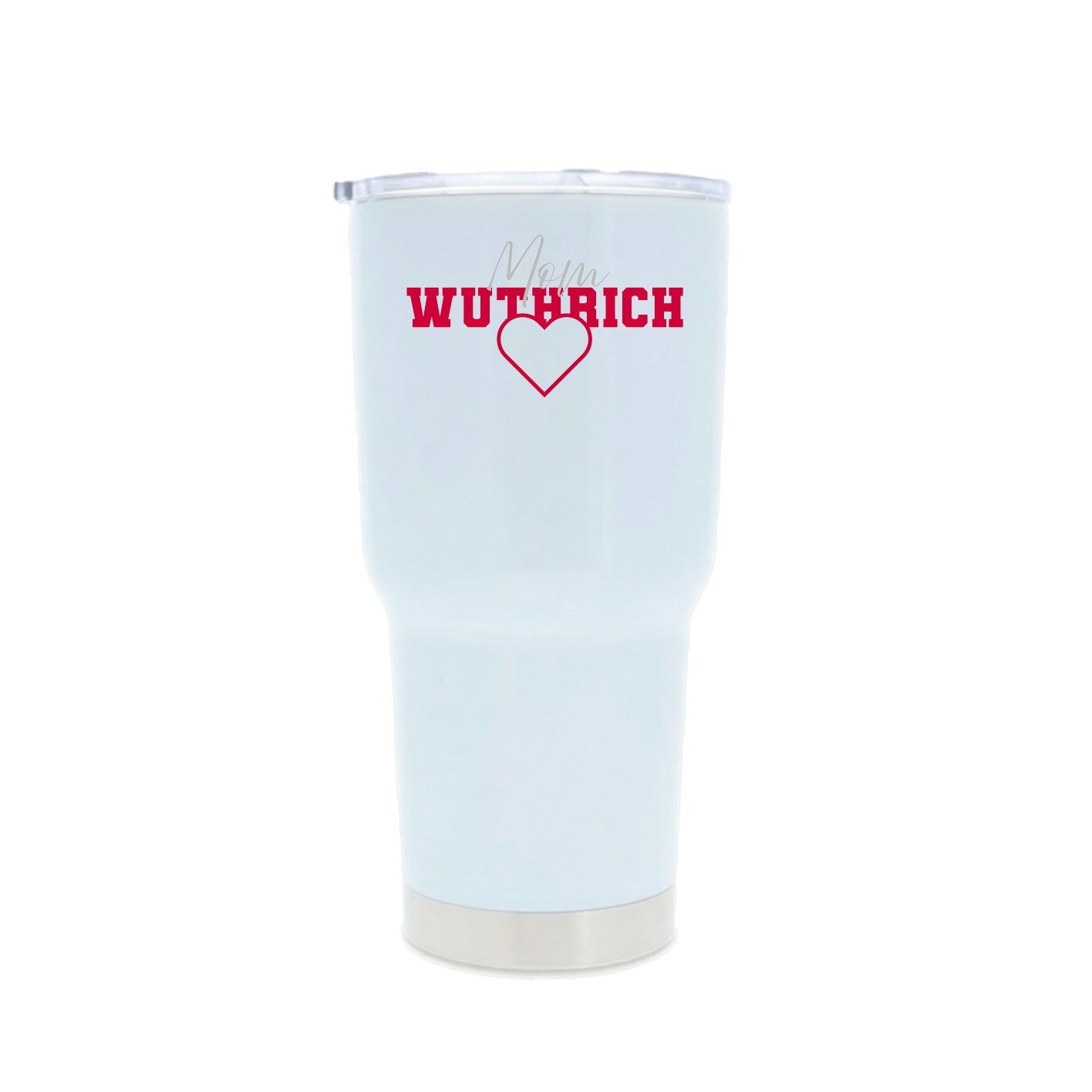 30oz Stainless Steel Tumbler — Mothers Day Heart in White