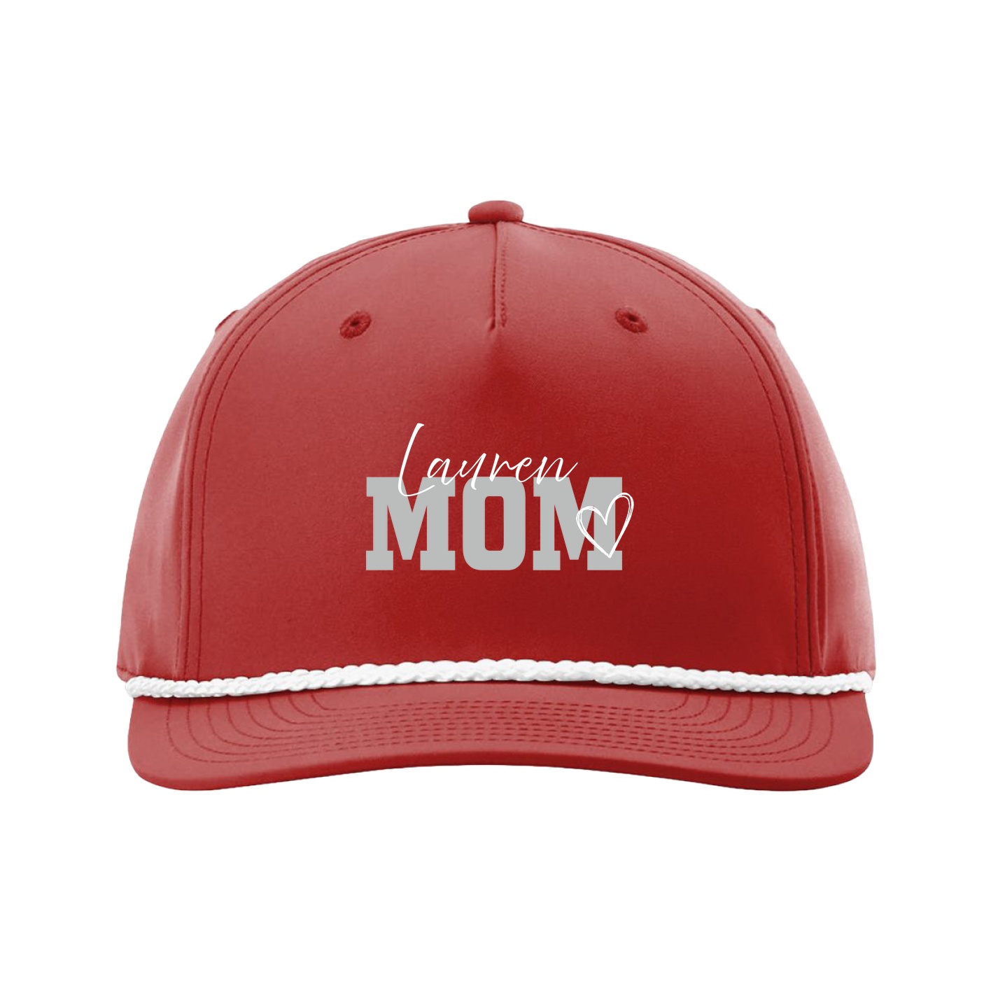 Five-Panel Classic Rope Cap — Mothers Day Script in Red