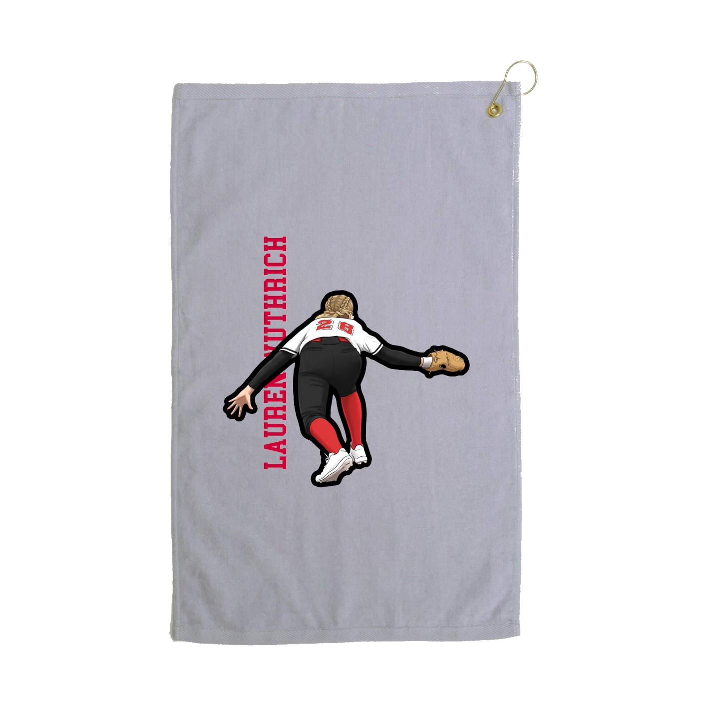 Golf Towel — Name Vertical in Grey