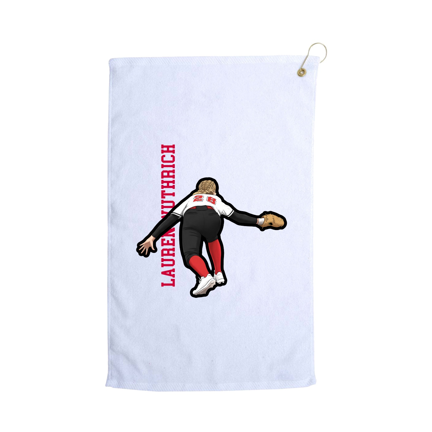 Golf Towel — Name Vertical in White