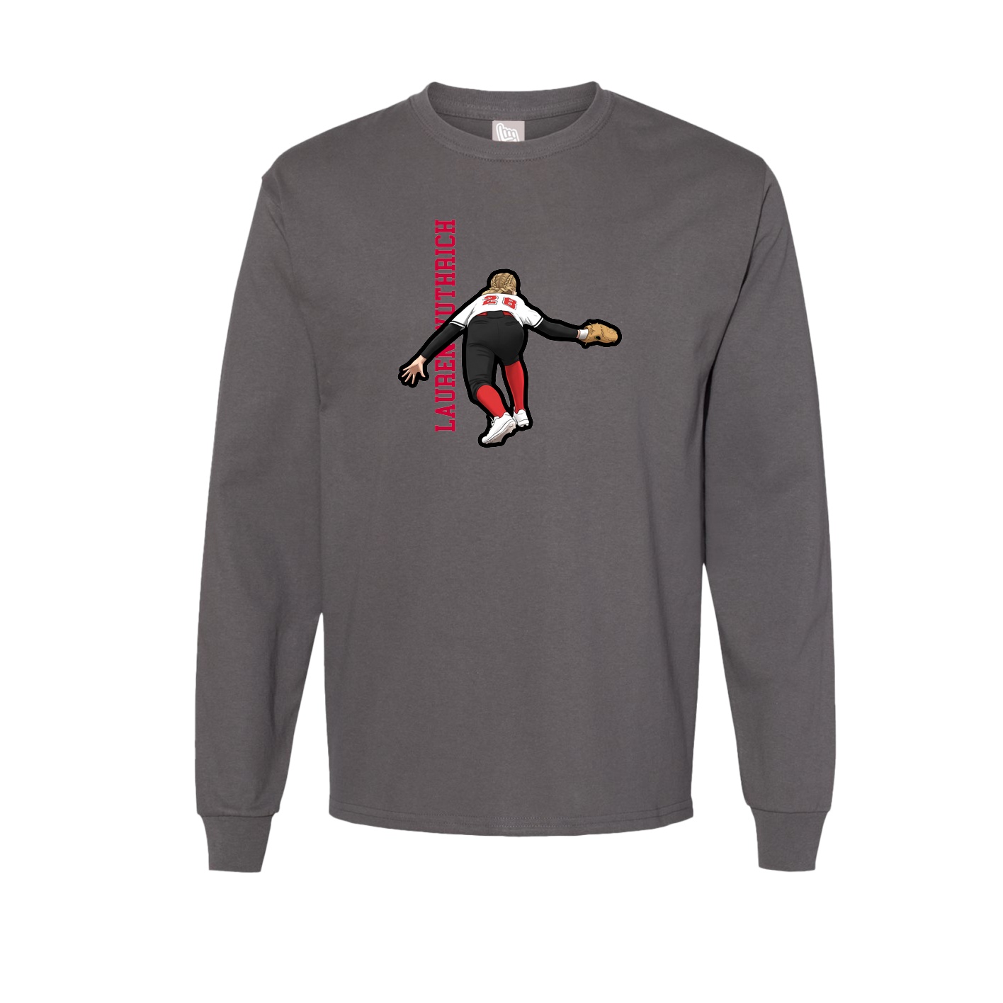 Long Sleeve Tee — Name Vertical in Grey