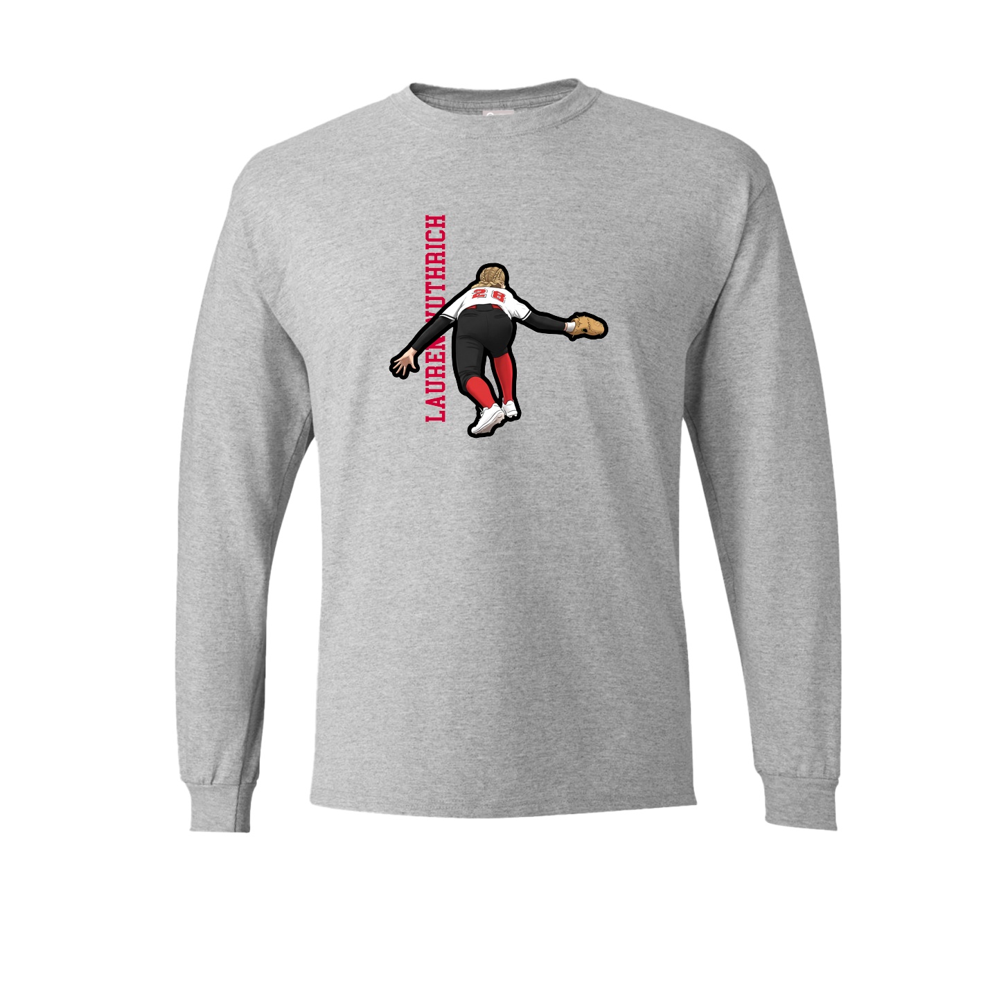 Long Sleeve Tee — Name Vertical in Grey