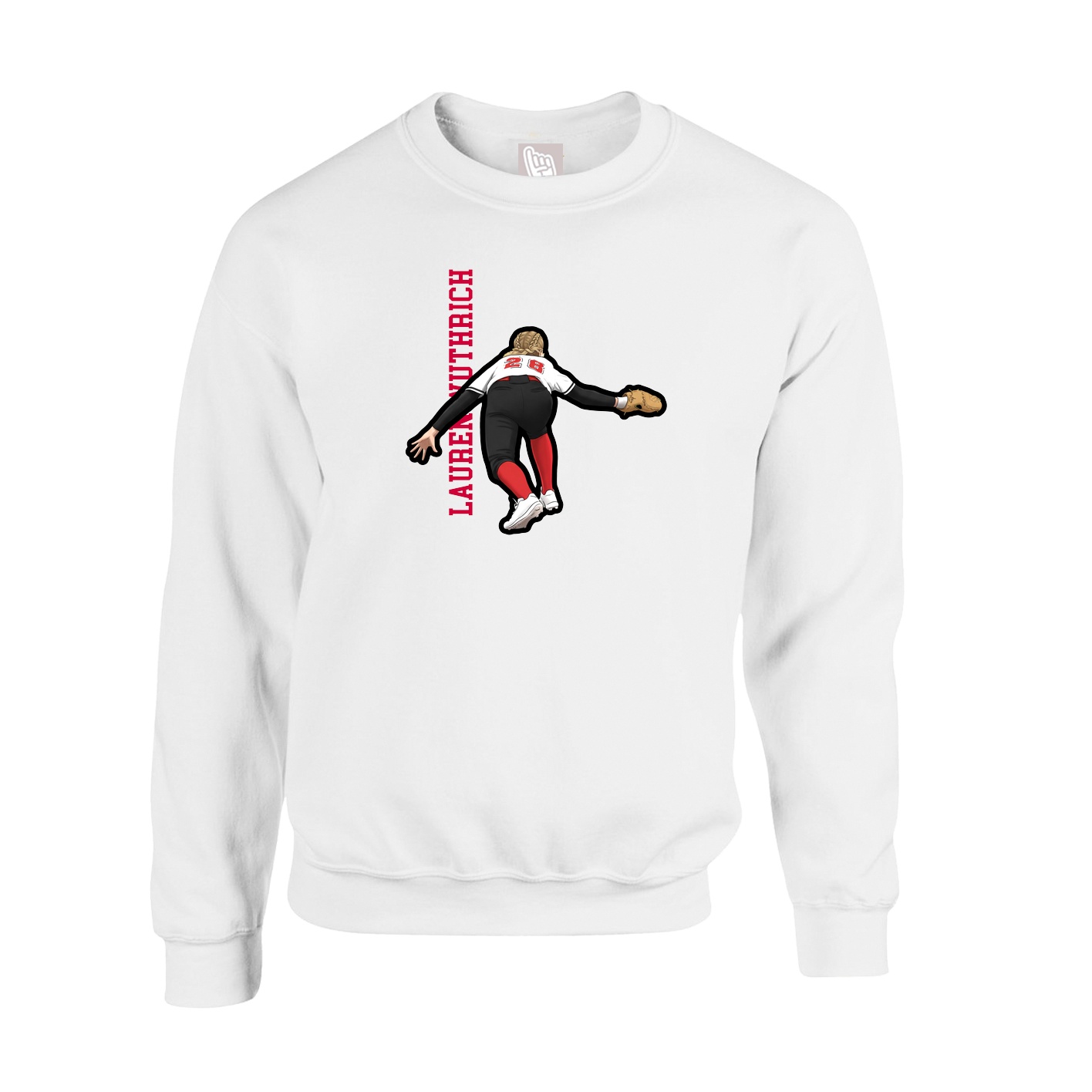 Fleece Crew — Name Vertical in White