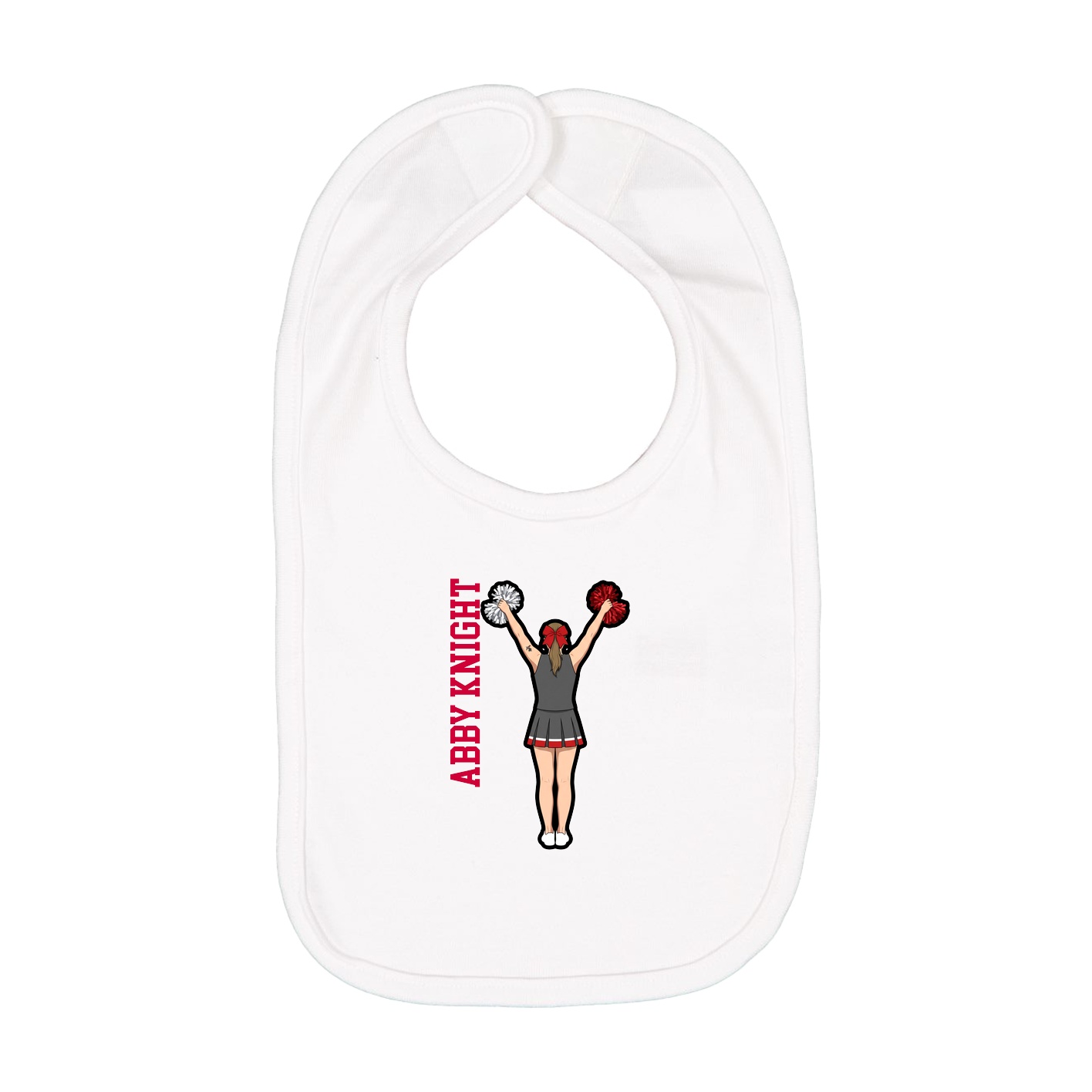 Infant Bib — Name Vertical in White