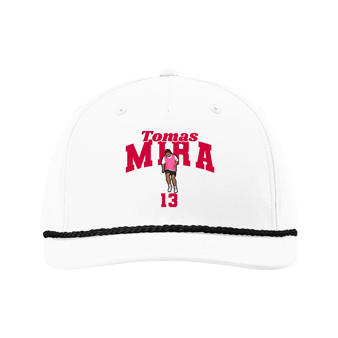 Five-Panel Classic Rope Cap — Signature Arch in White