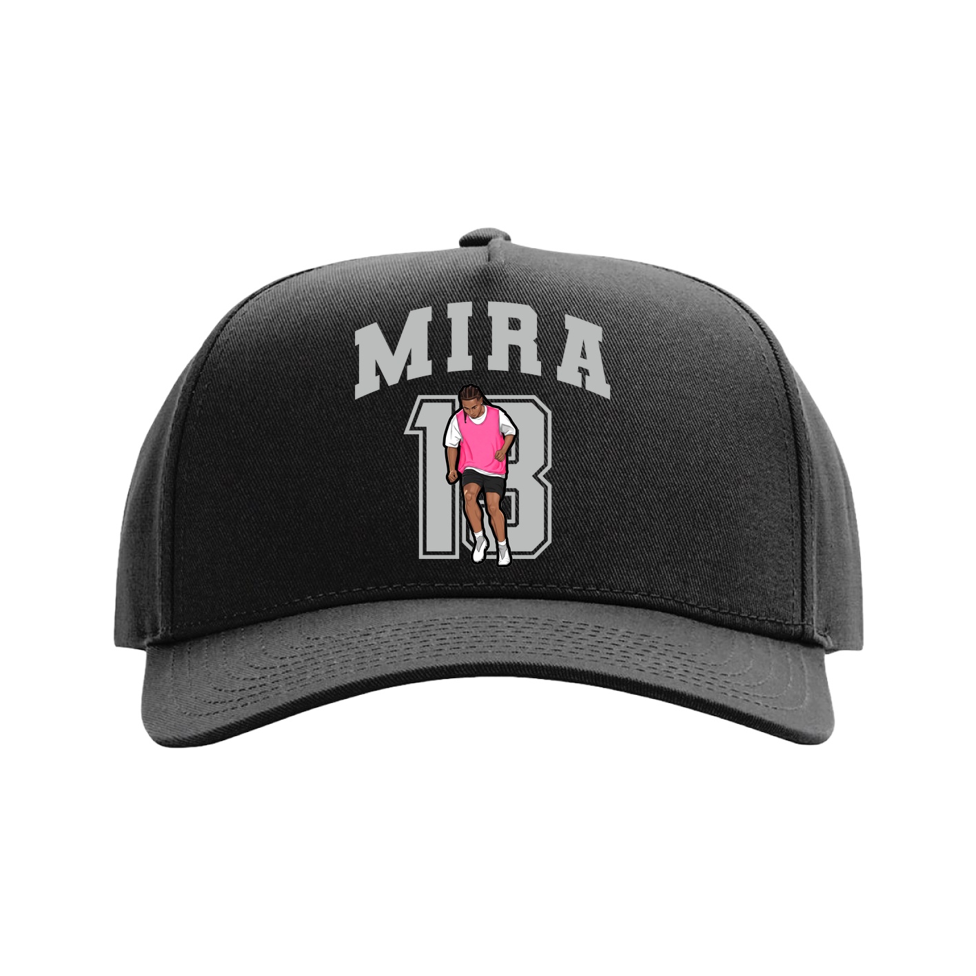 Full Fabric Five-Panel Champ Cap — Number in Black