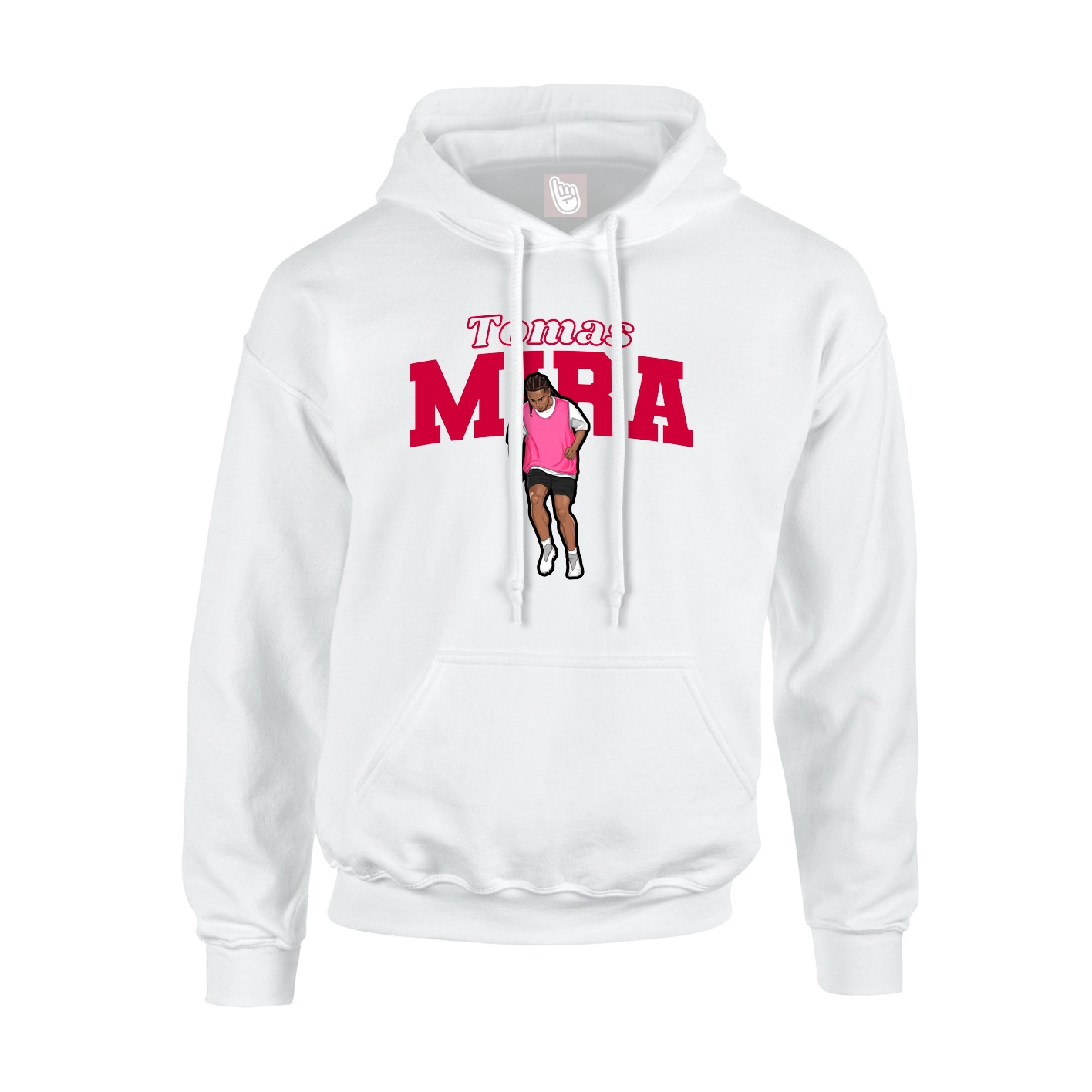 Youth Hoodie — Name Arch in White