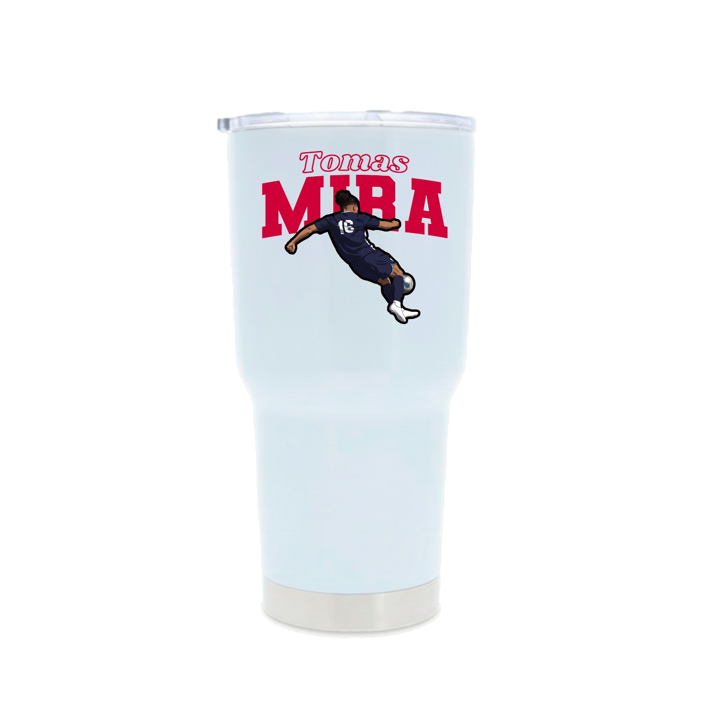 30oz Stainless Steel Tumbler — Name Arch in White