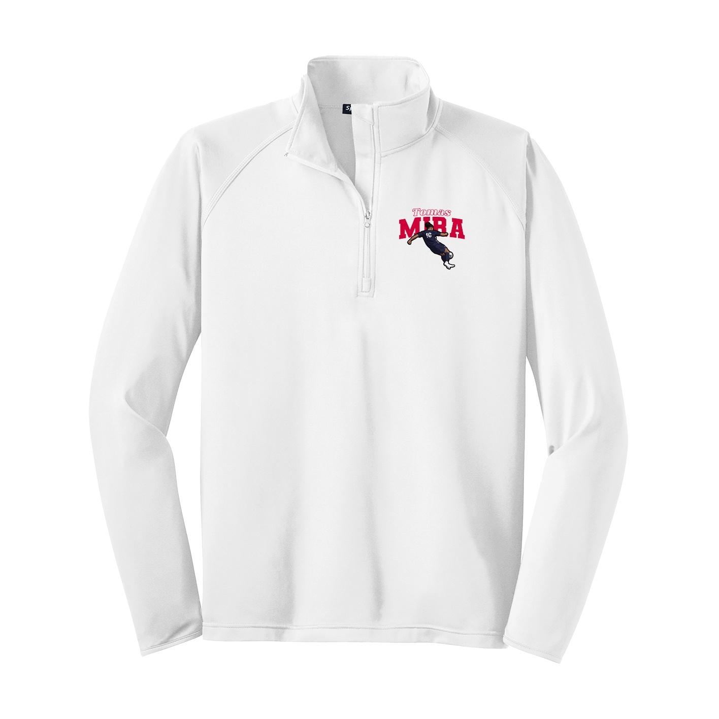 Q-Zip Pullover — Name Arch in White